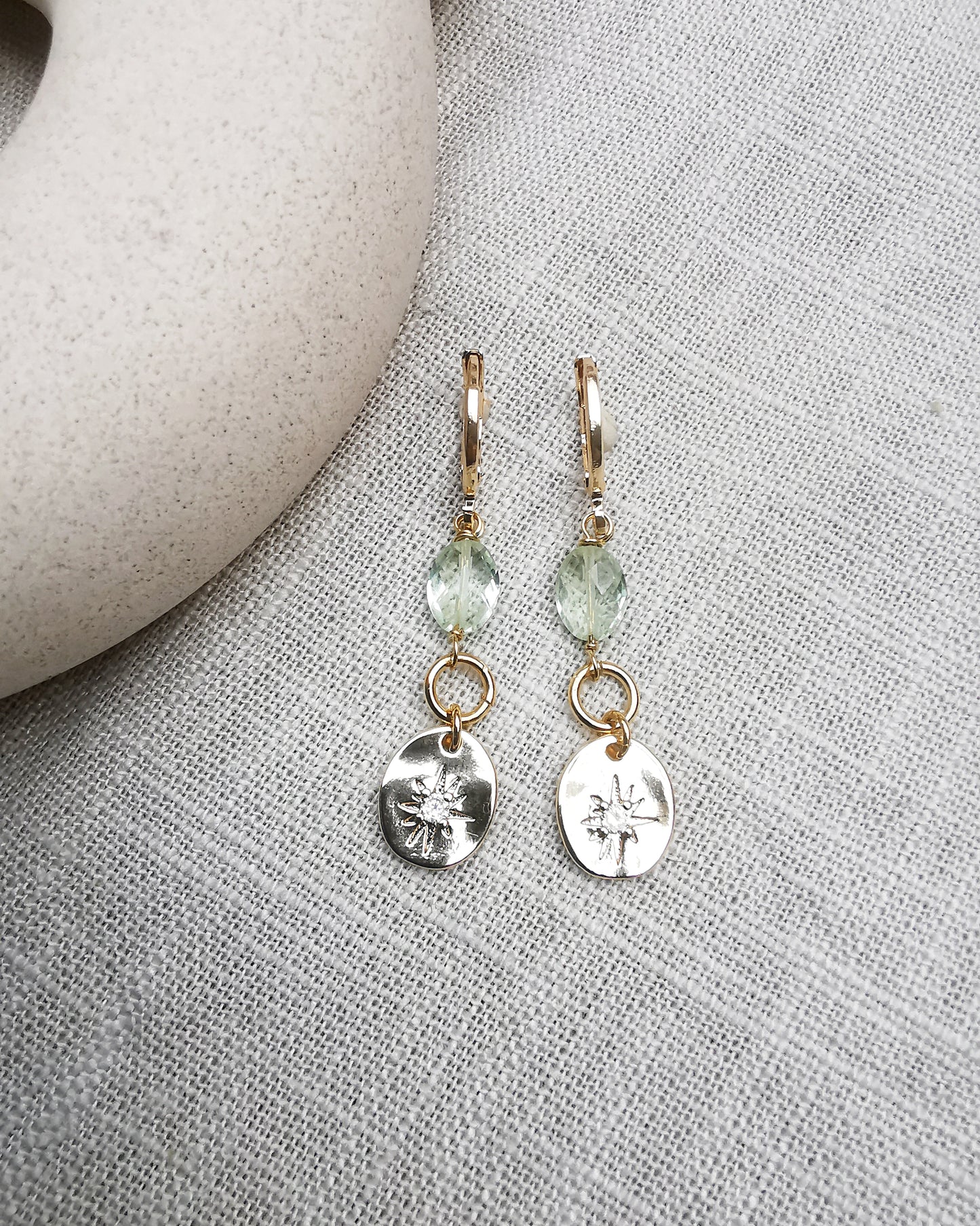 Green Amethyst Starburst Drop Earrings