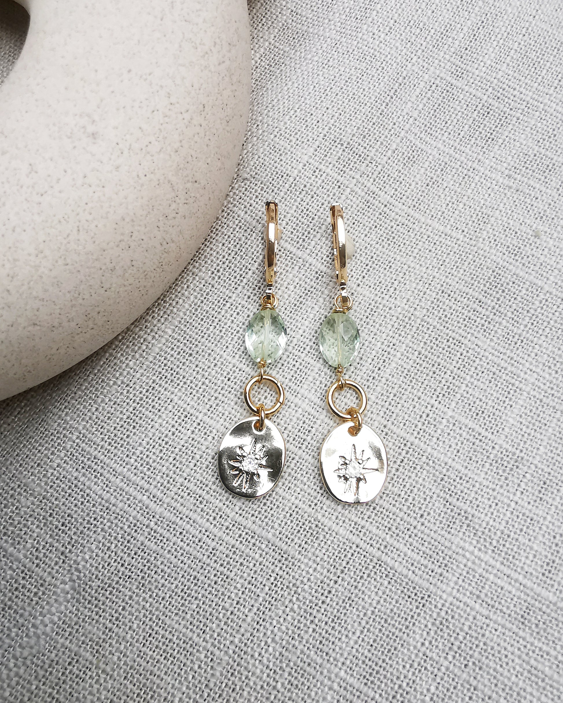 Green Amethyst Starburst Drop Earrings - Vinta Shop