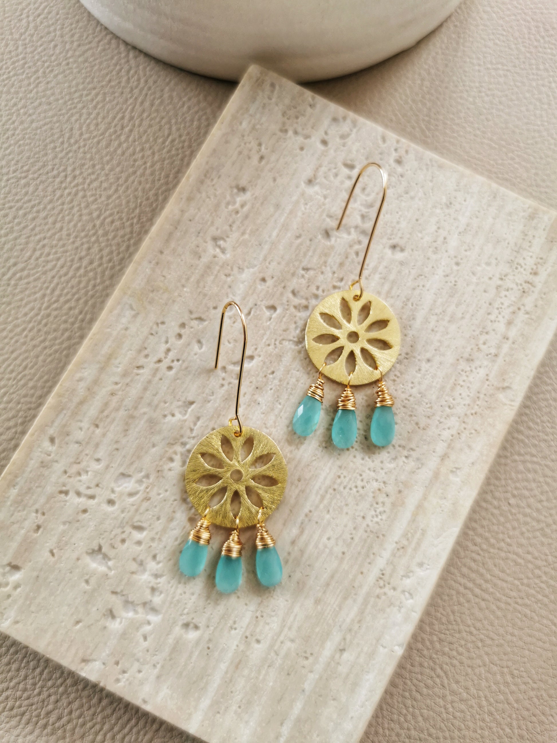 MARGARITA - Aqua Chalcedony Dangling Earrings - Vinta Shop