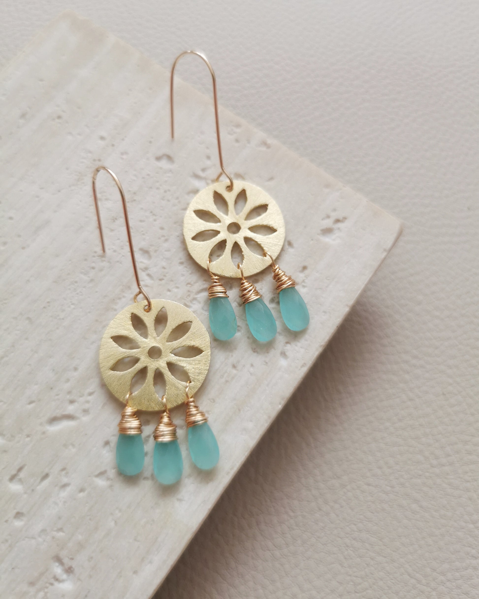 MARGARITA - Aqua Chalcedony Dangling Earrings - Vinta Shop