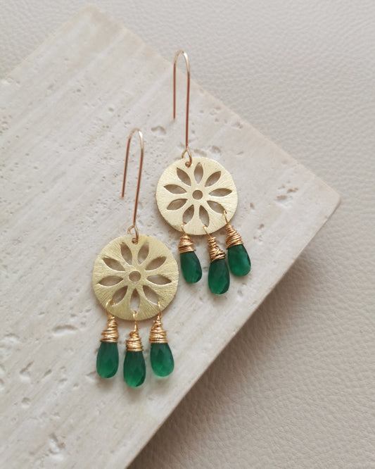 MARGARITA - Green Onyx Dangling Earrings - Vinta Shop