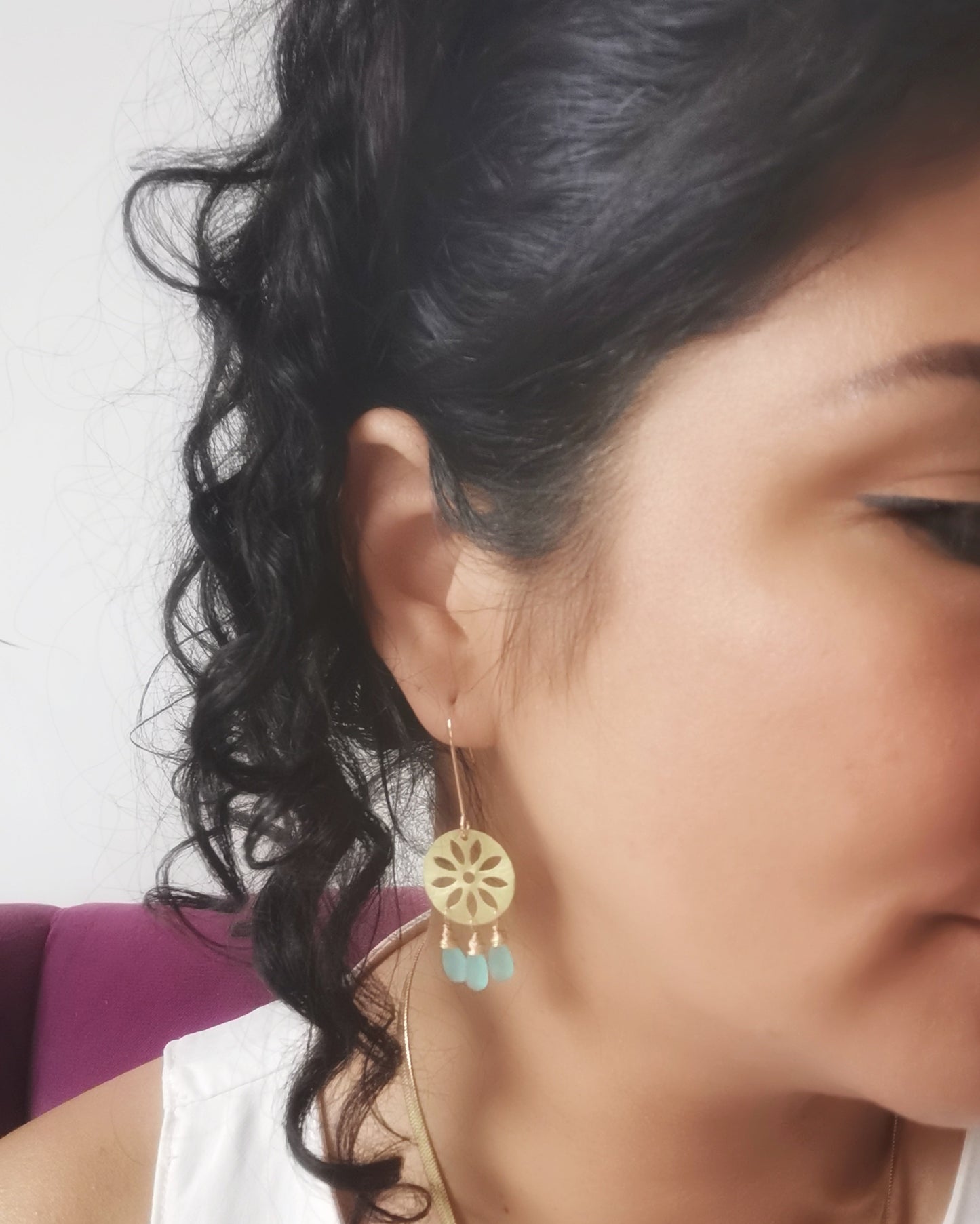 MARGARITA - Green Onyx Dangling Earrings - Vinta Shop