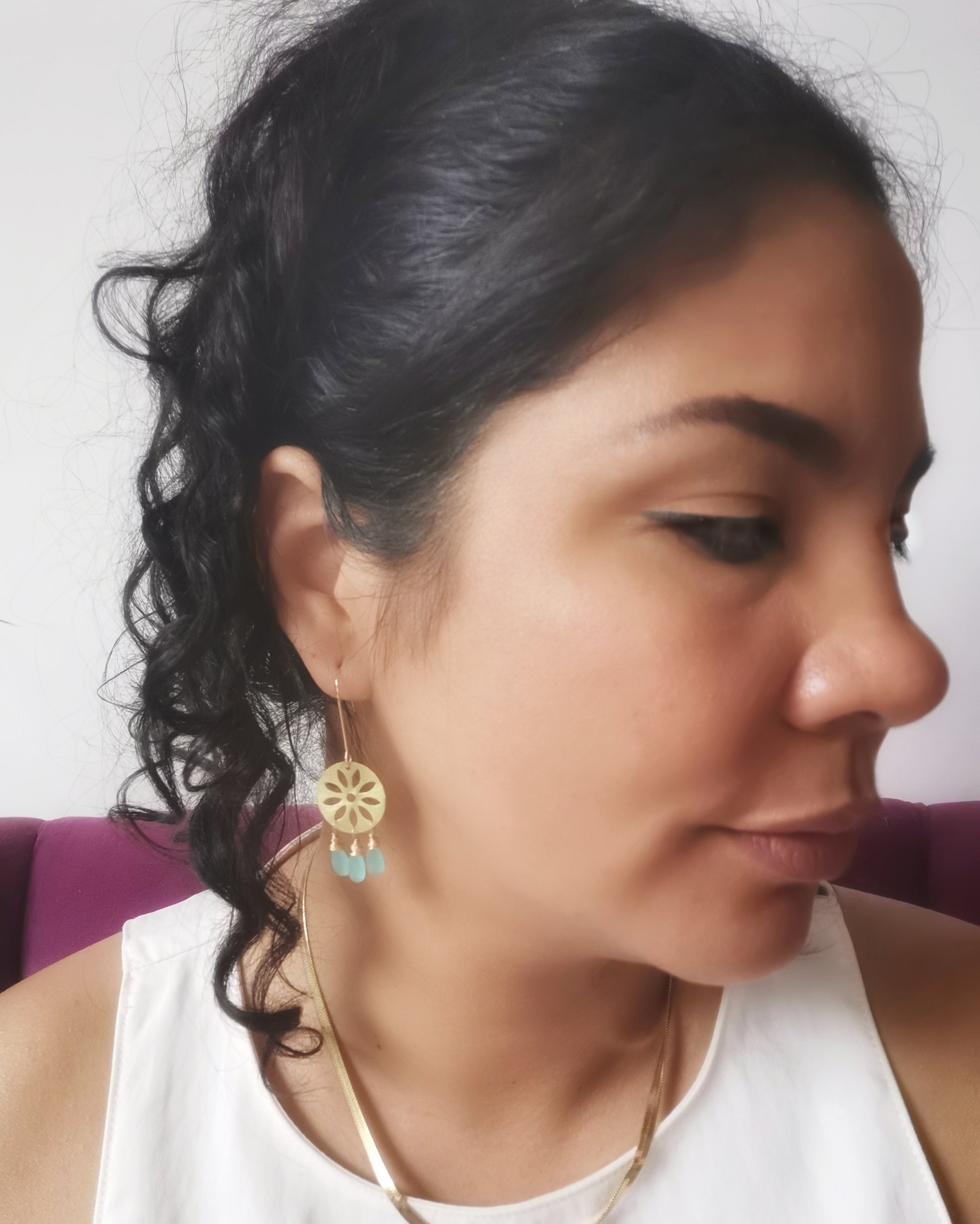 MARGARITA - Aqua Chalcedony Dangling Earrings - Vinta Shop