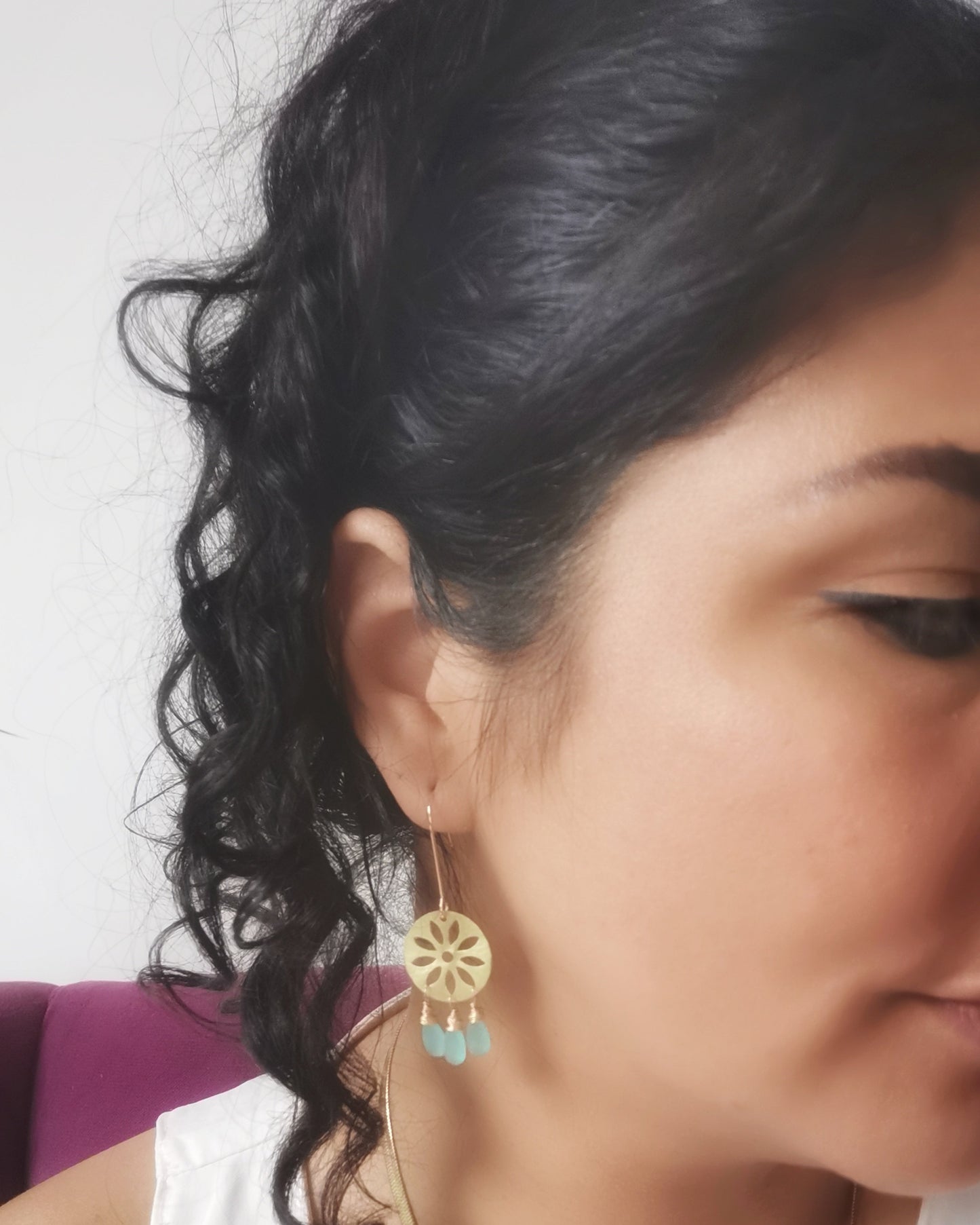 MARGARITA - Aqua Chalcedony Dangling Earrings - Vinta Shop