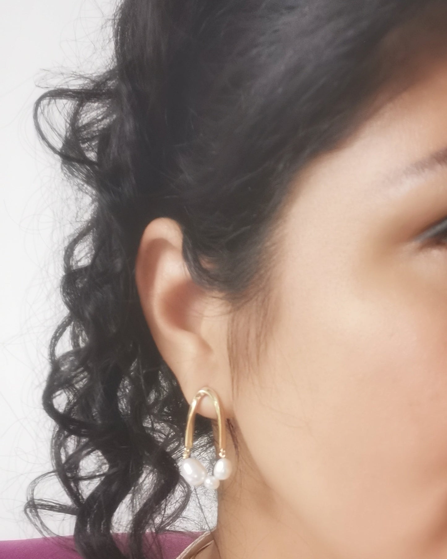 IVONNE - Freshwater Pearl Gold Plated Stud Earrings. - Vinta Shop