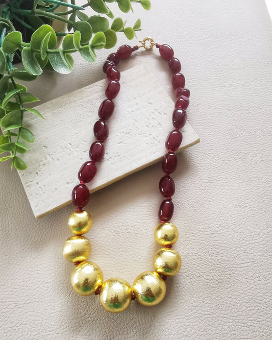 Red Wine Statement Chalcedony Necklace