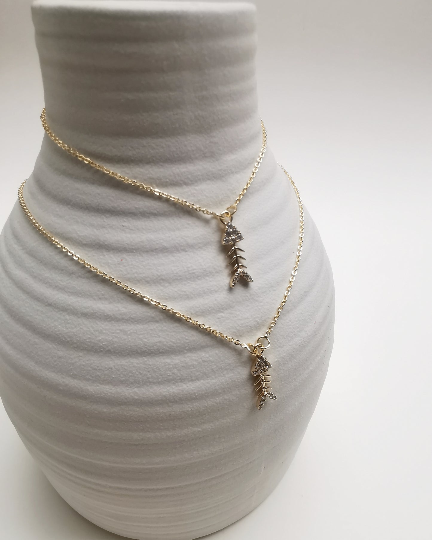 Fish Bone Pendant Necklace.