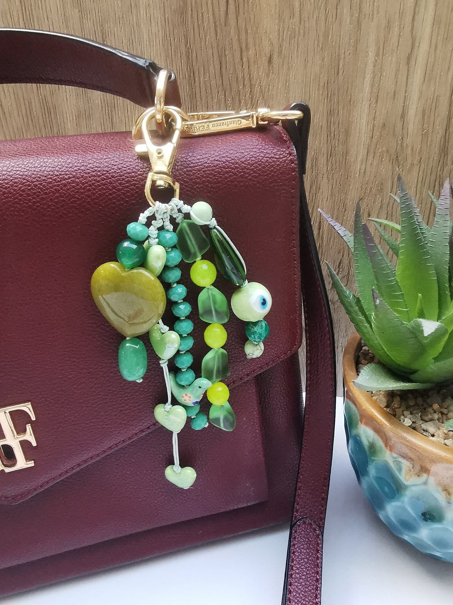 Green Gemstone Bag Charm – Fresh & Stylish