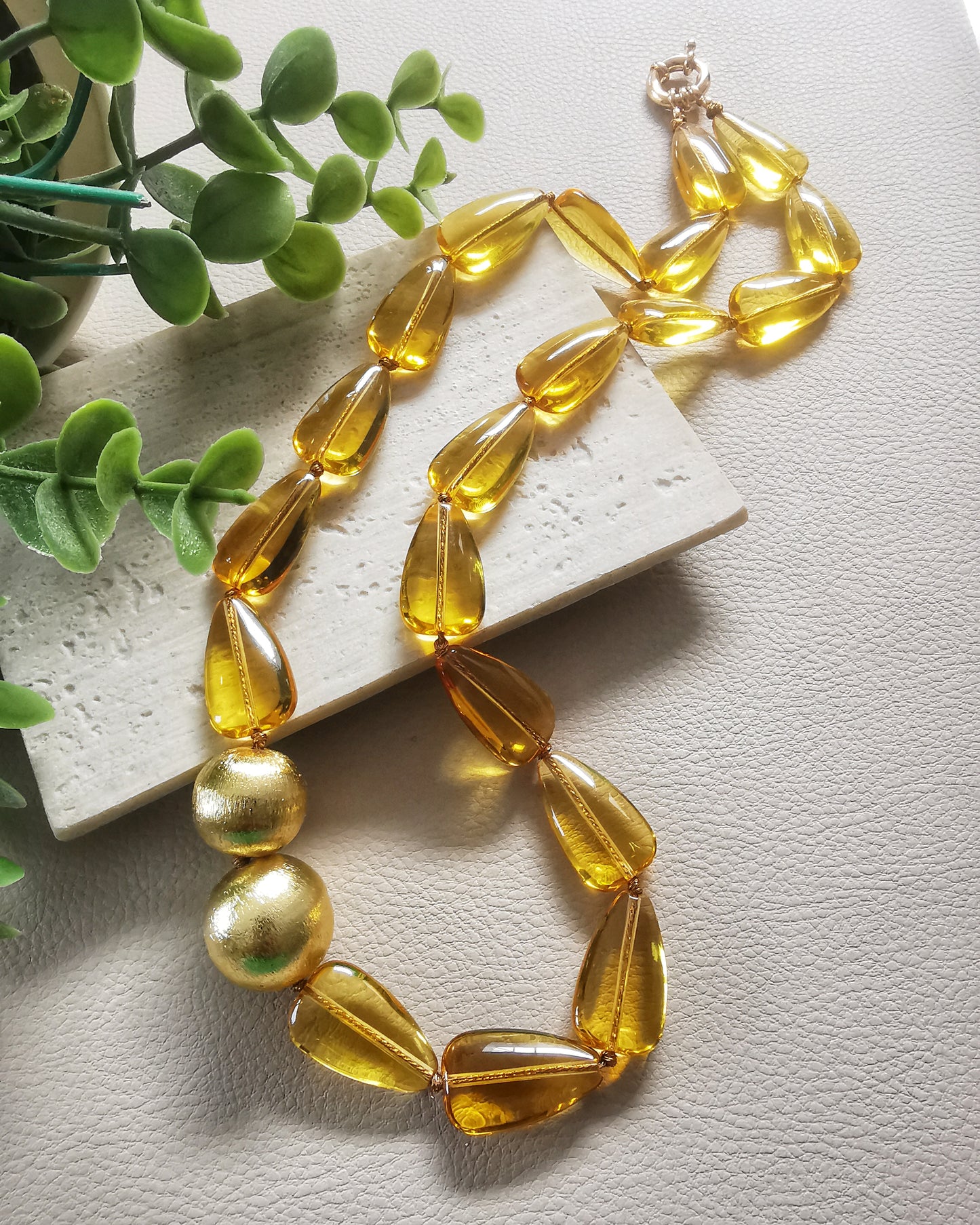 Yellow Crystal Statement Necklace.
