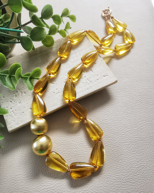 Yellow Crystal Statement Necklace.