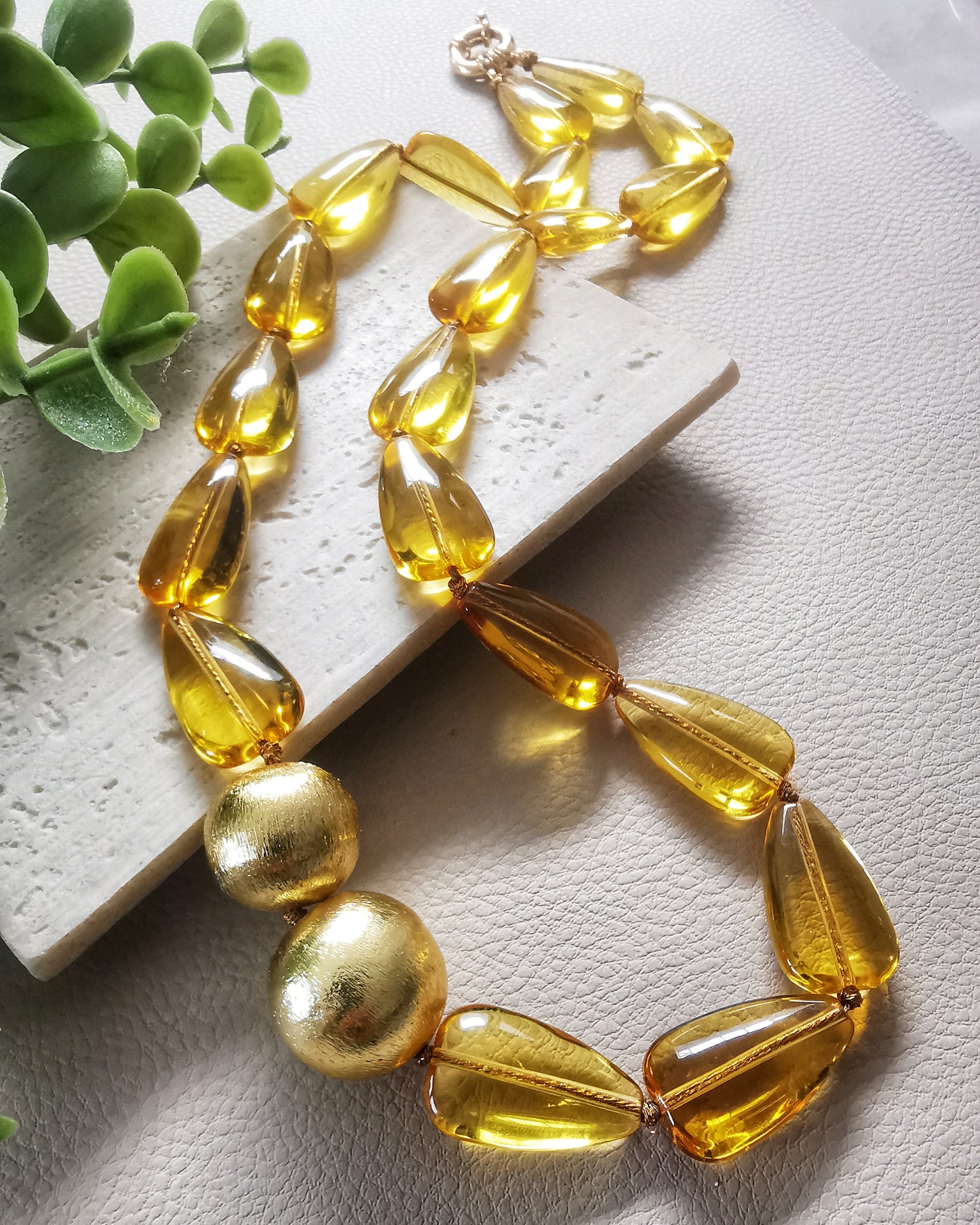 Yellow Crystal Statement Necklace.