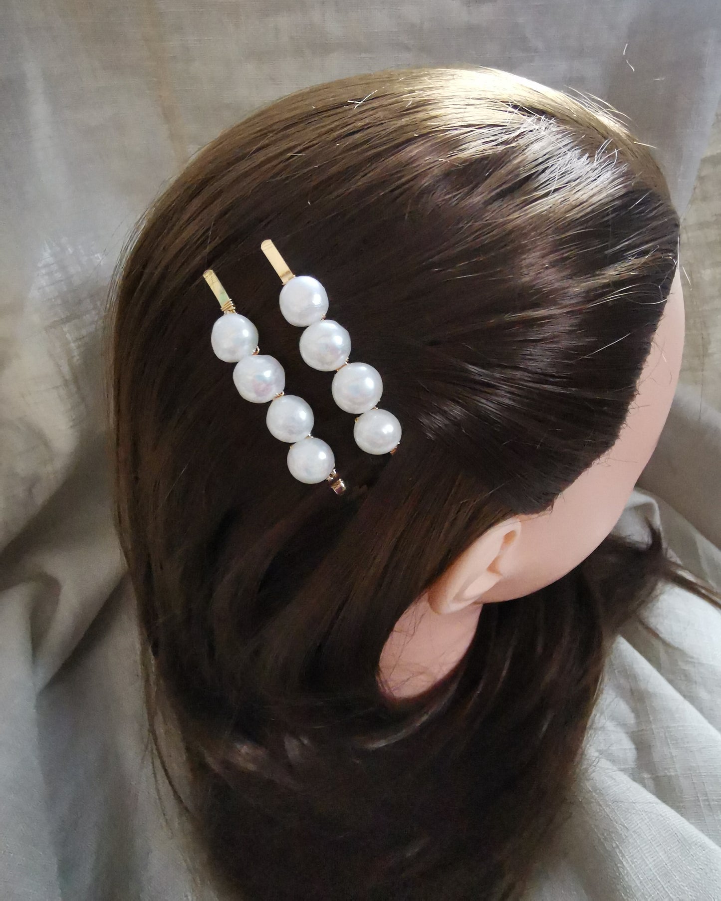 Freshwater Pearl Buttons Hair Pins - Vinta Shop