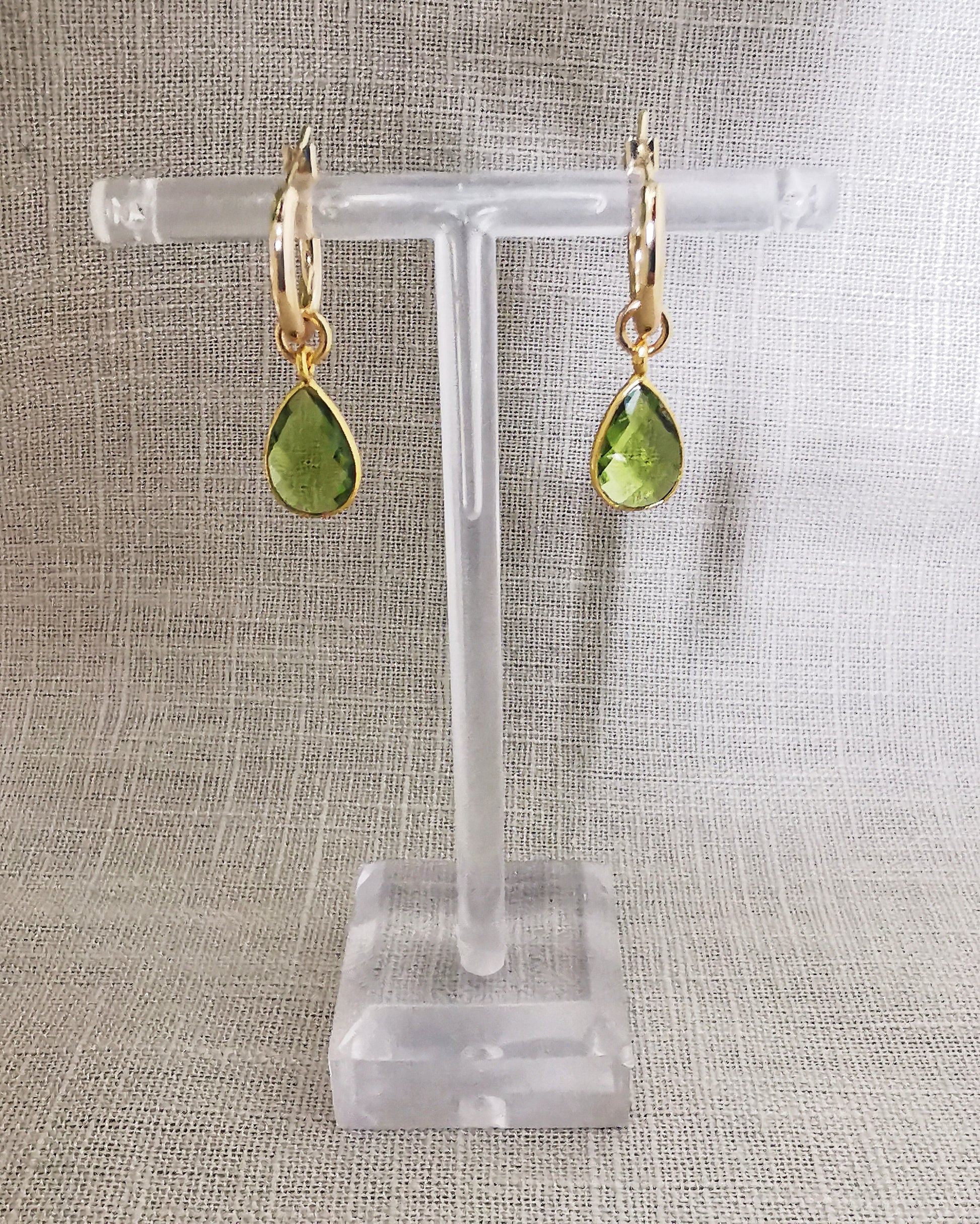 Detachable Peridot Hoop Earrings -AUGUST BIRTHSTONE- - Vinta Shop