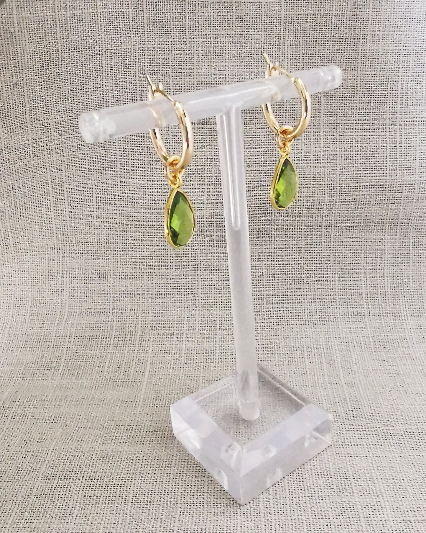 Detachable Peridot Hoop Earrings -AUGUST BIRTHSTONE- - Vinta Shop
