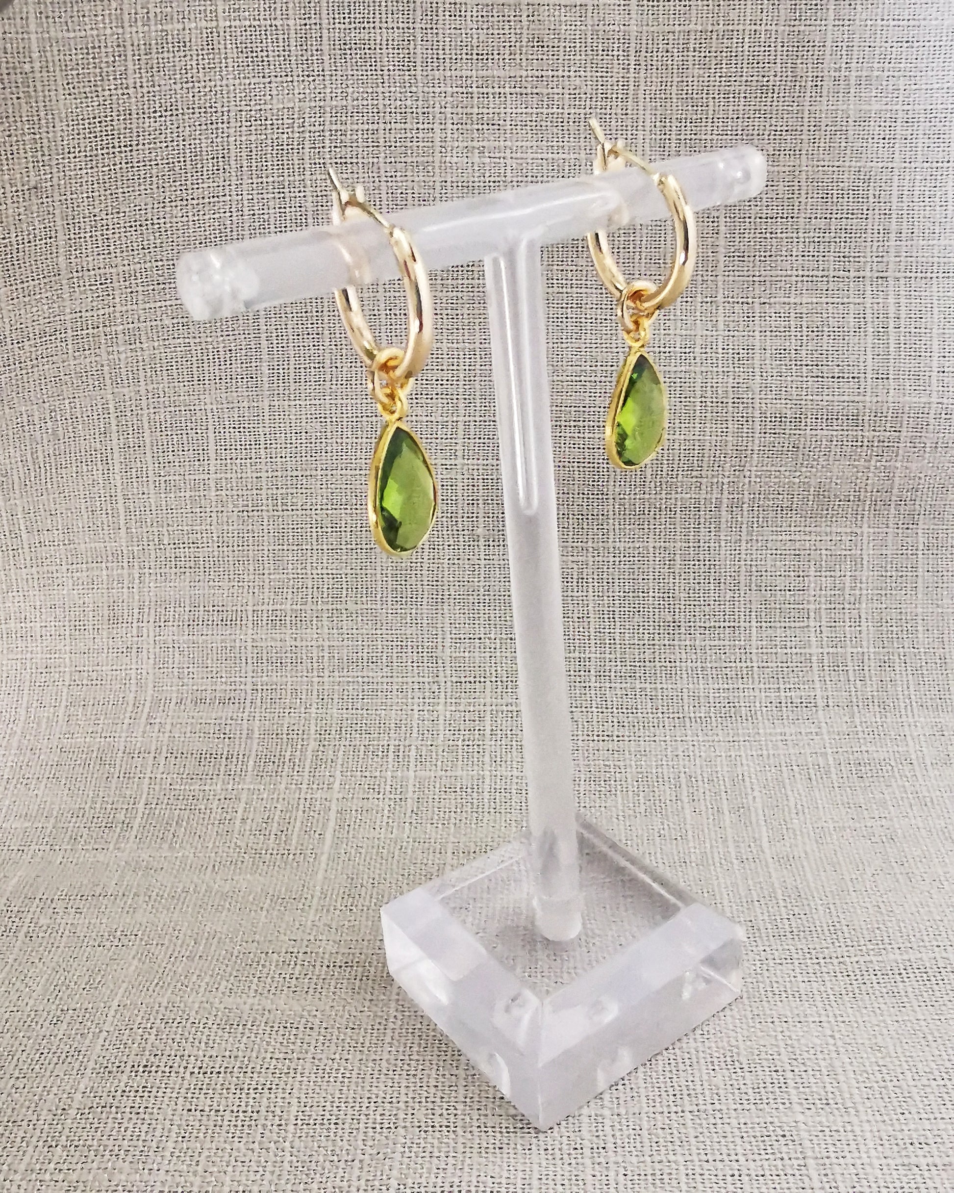 Detachable Peridot Hoop Earrings -AUGUST BIRTHSTONE- - Vinta Shop