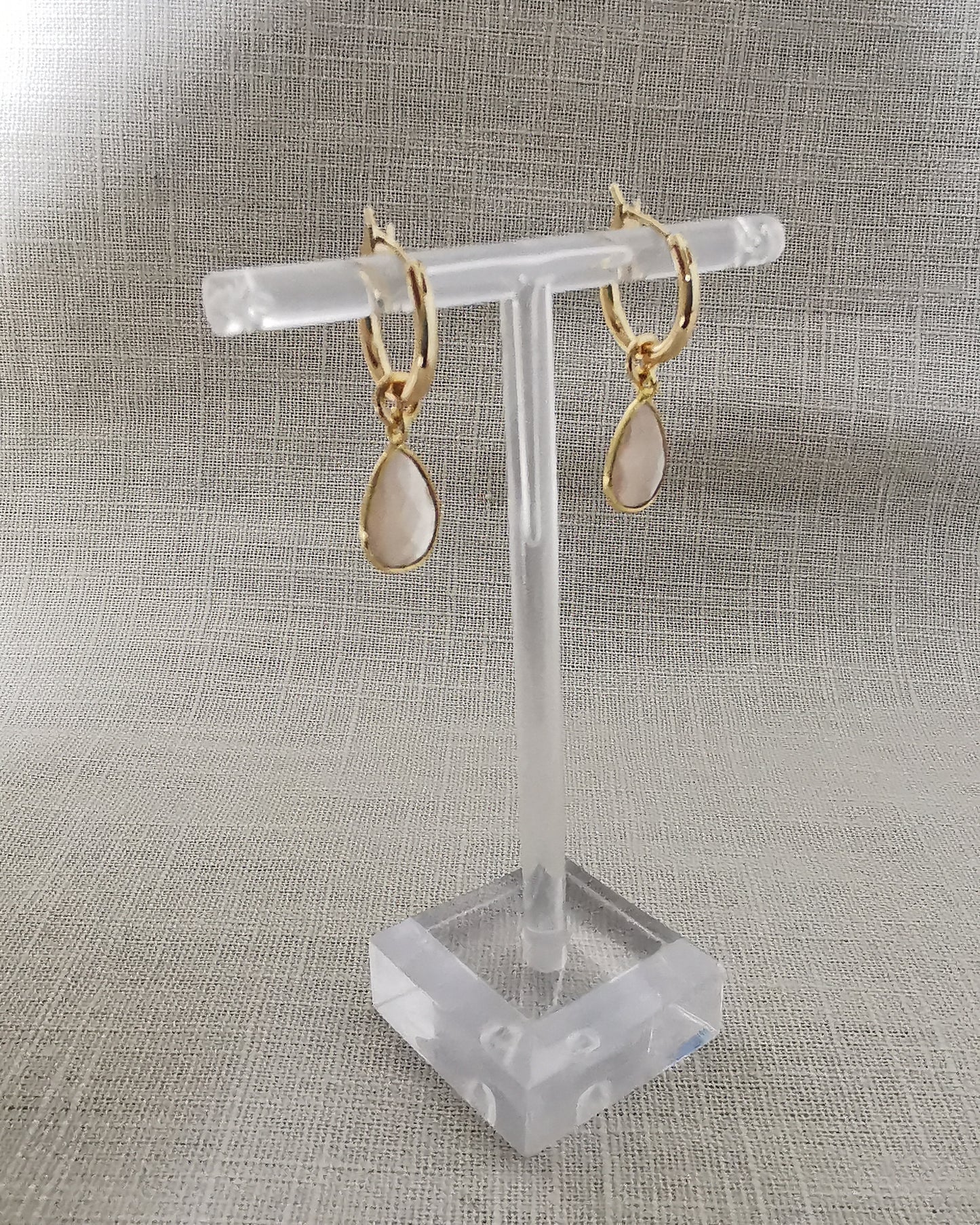 Detachable Moonstone Hoop Earrings -JUNE BIRTHSTONE- - Vinta Shop
