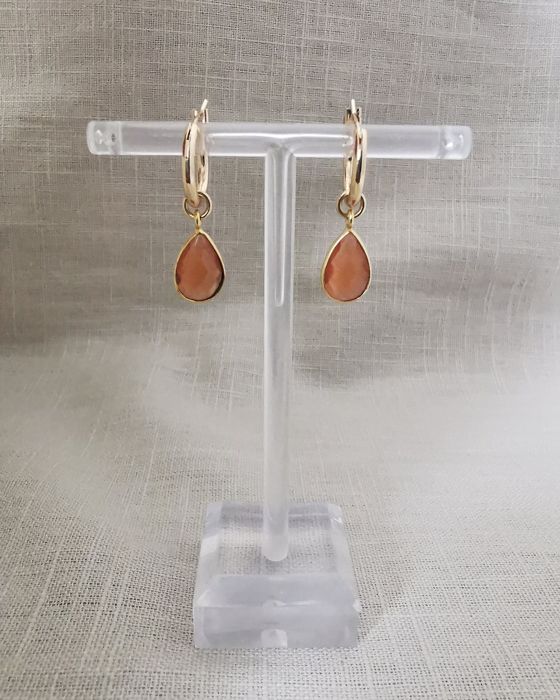 Detachable Carnelian Hoop Earrings -JULY BIRTHSTONE- - Vinta Shop