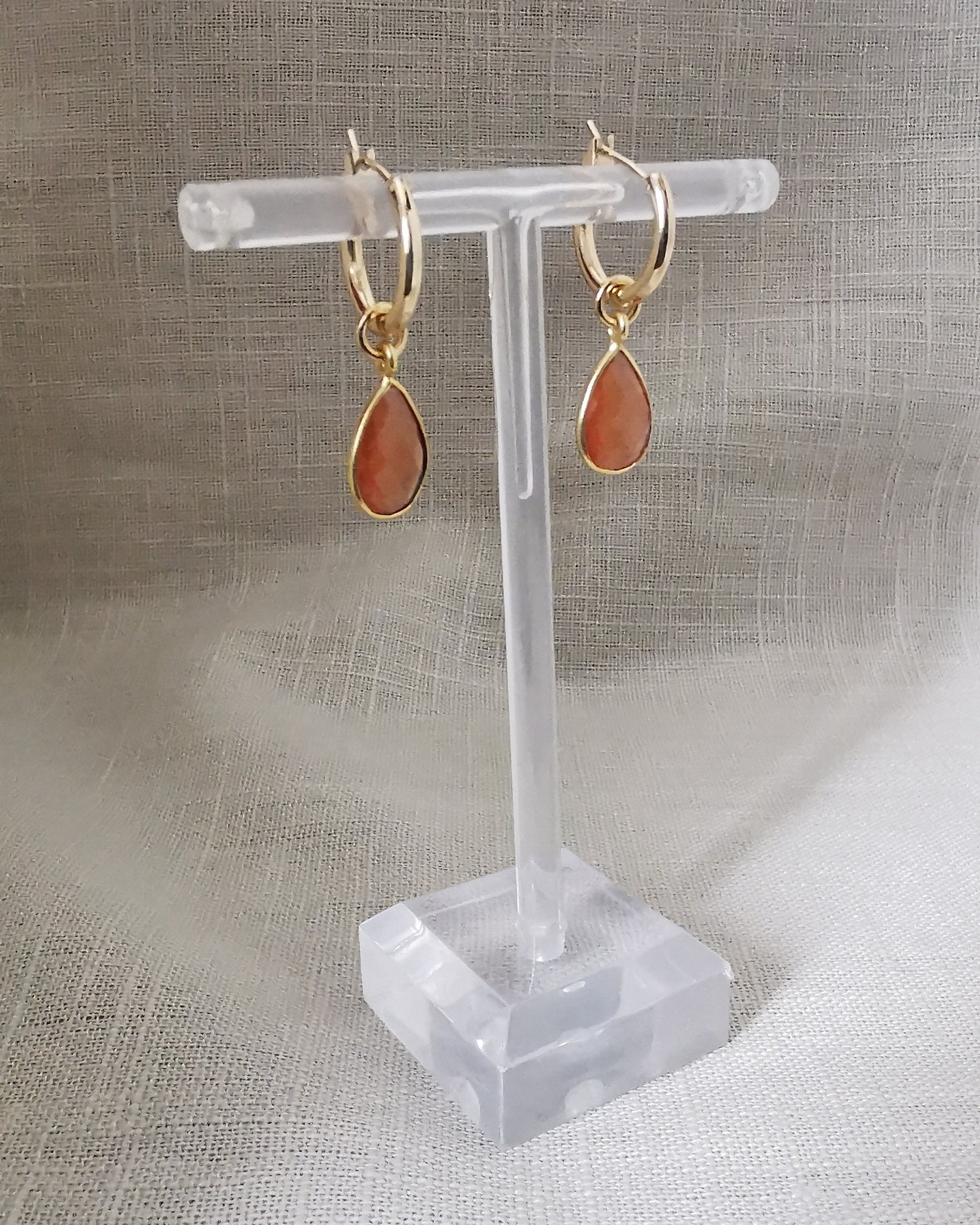 Detachable Carnelian Hoop Earrings -JULY BIRTHSTONE- - Vinta Shop
