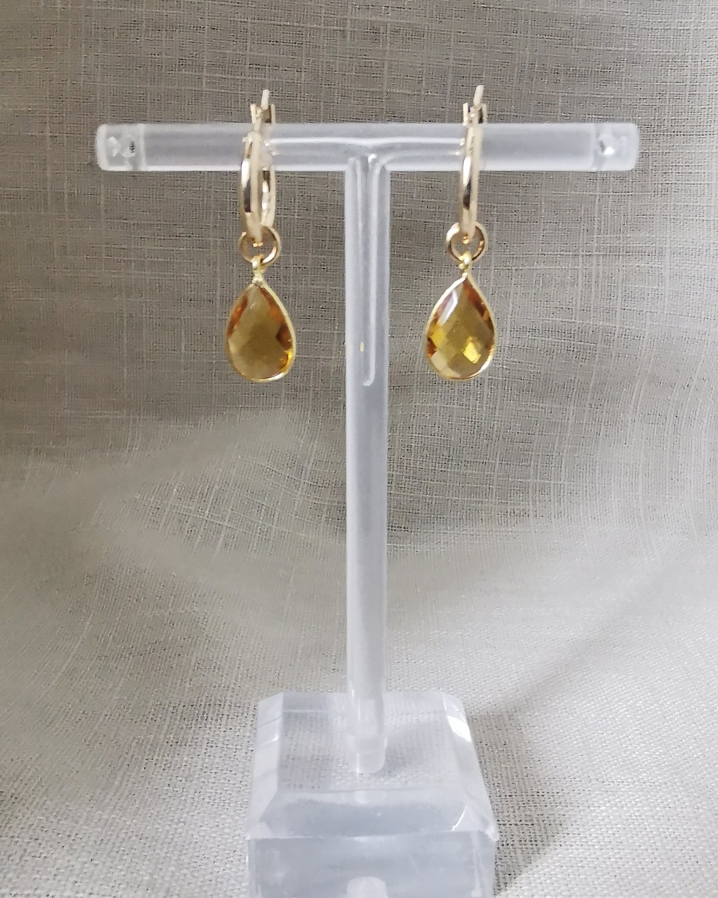 Detachable Citrine Hoop Earrings -NOVEMBER BIRTHSTONE- - Vinta Shop