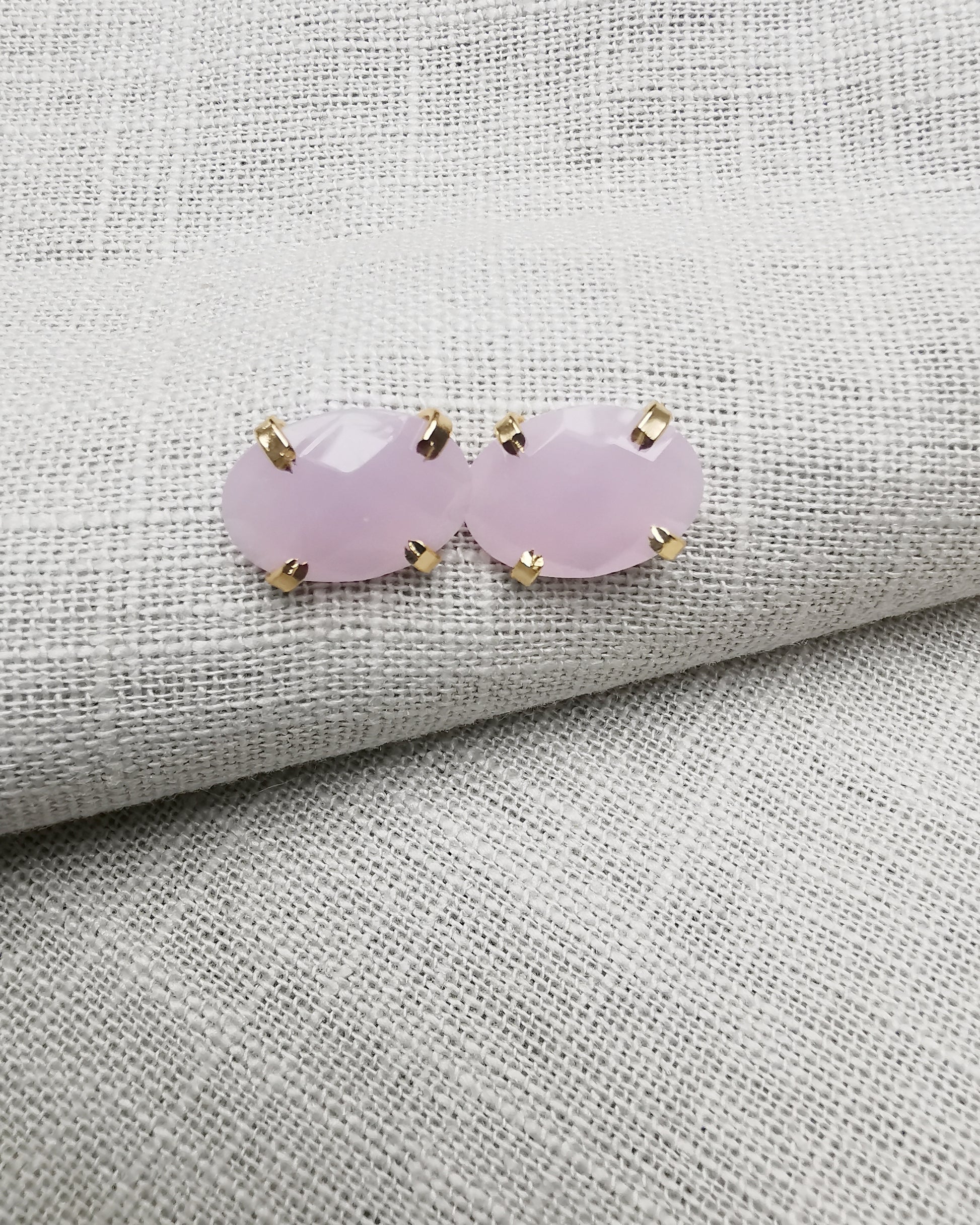 Pink Chalcedony Stud Earrings. - Vinta Shop
