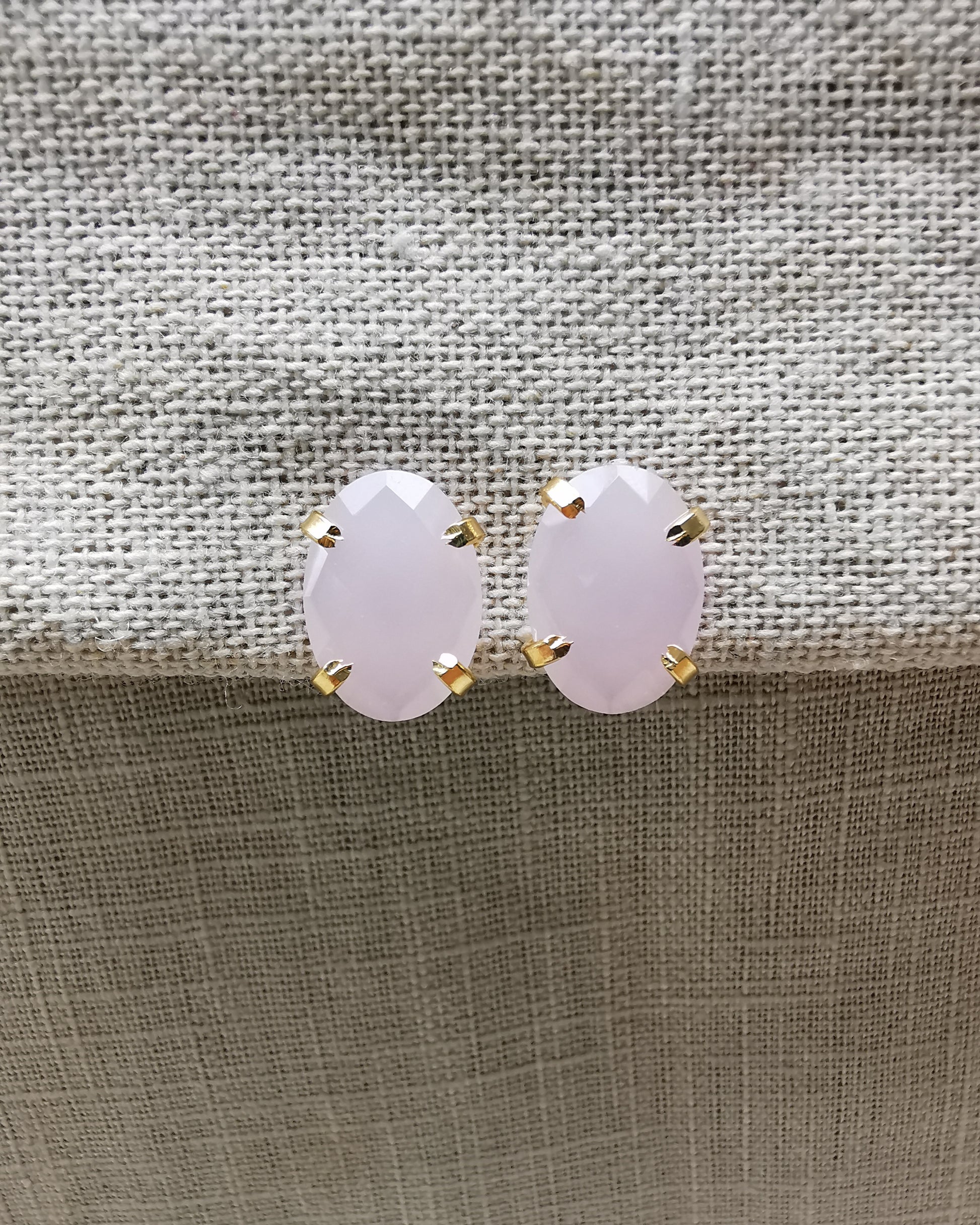 Pink Chalcedony Stud Earrings. - Vinta Shop
