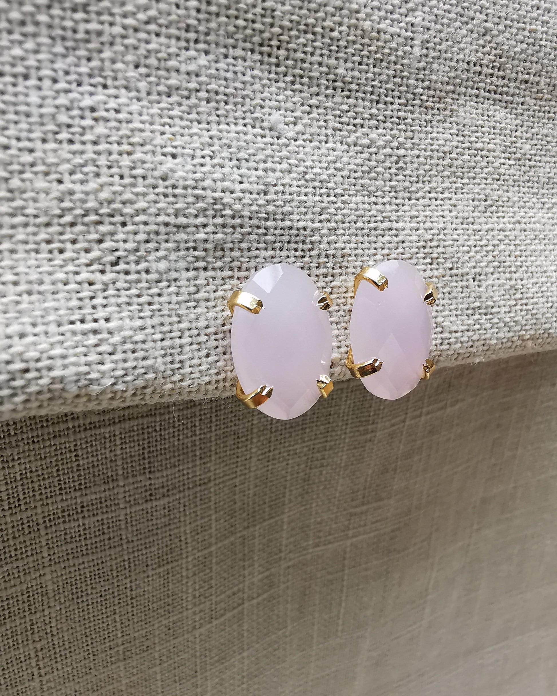 Pink Chalcedony Stud Earrings. - Vinta Shop