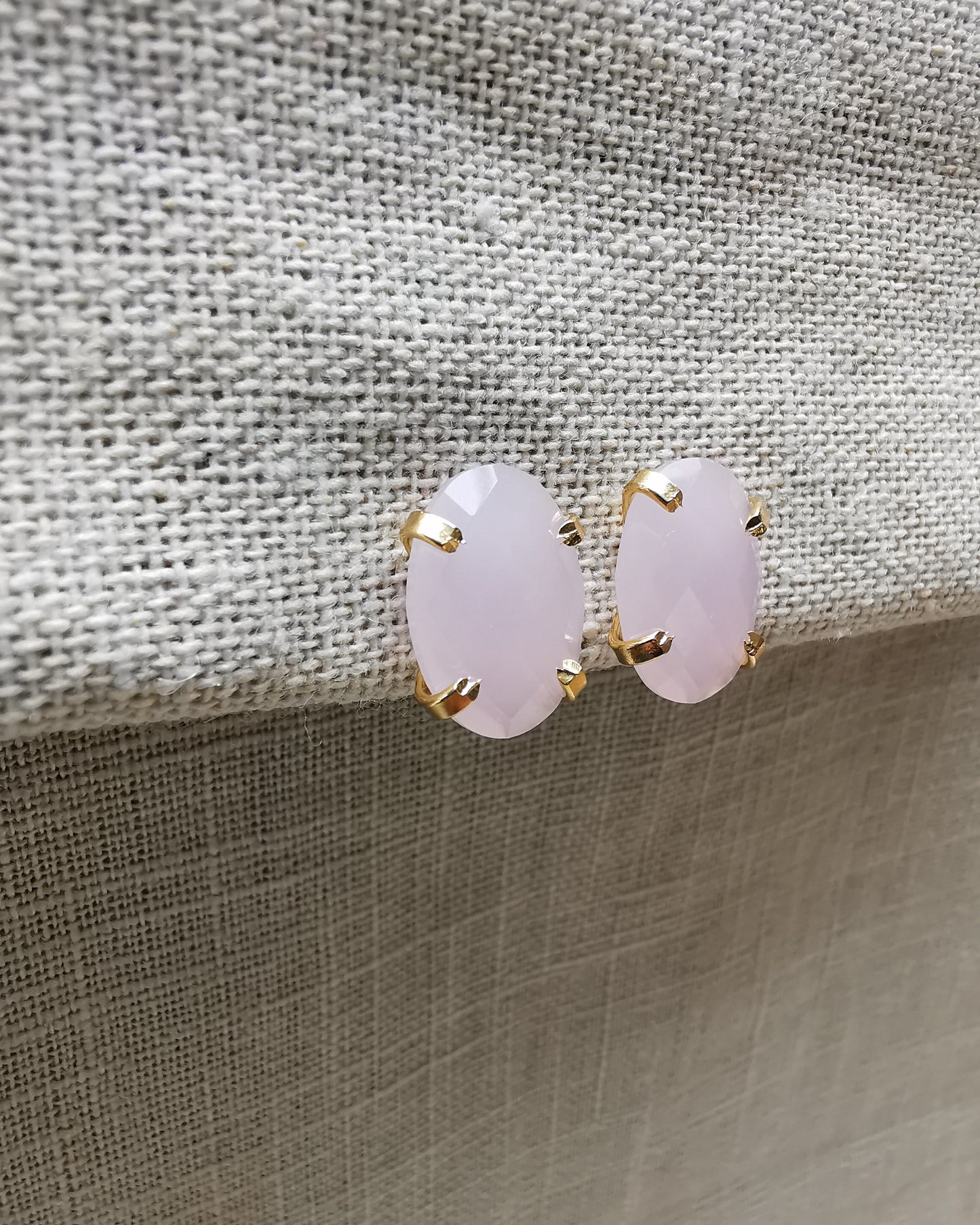 Pink Chalcedony Stud Earrings. - Vinta Shop