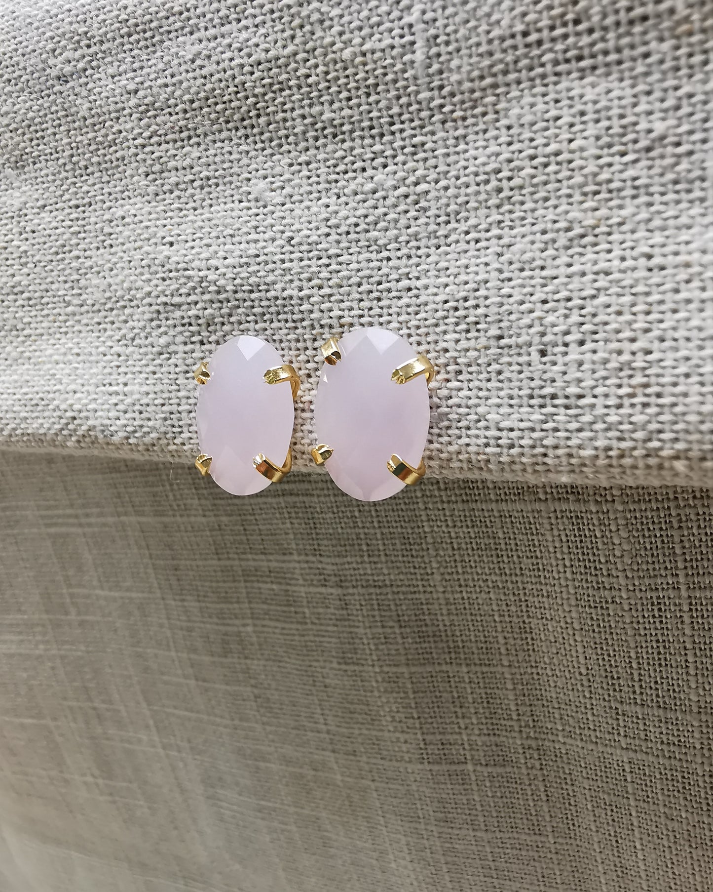 Pink Chalcedony Stud Earrings. - Vinta Shop