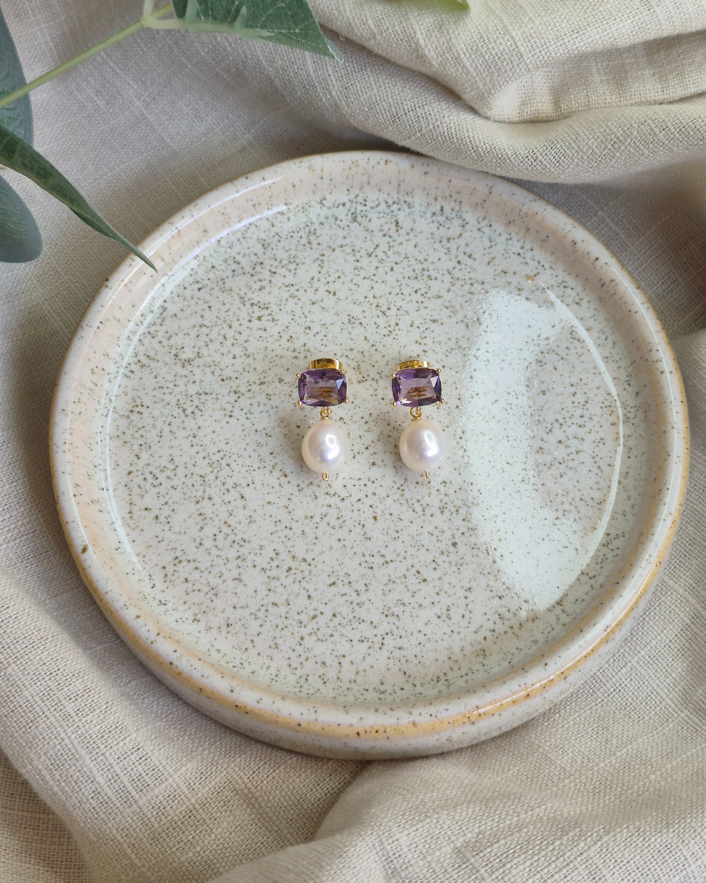 Aegean Purple Blue Pearl Earrings