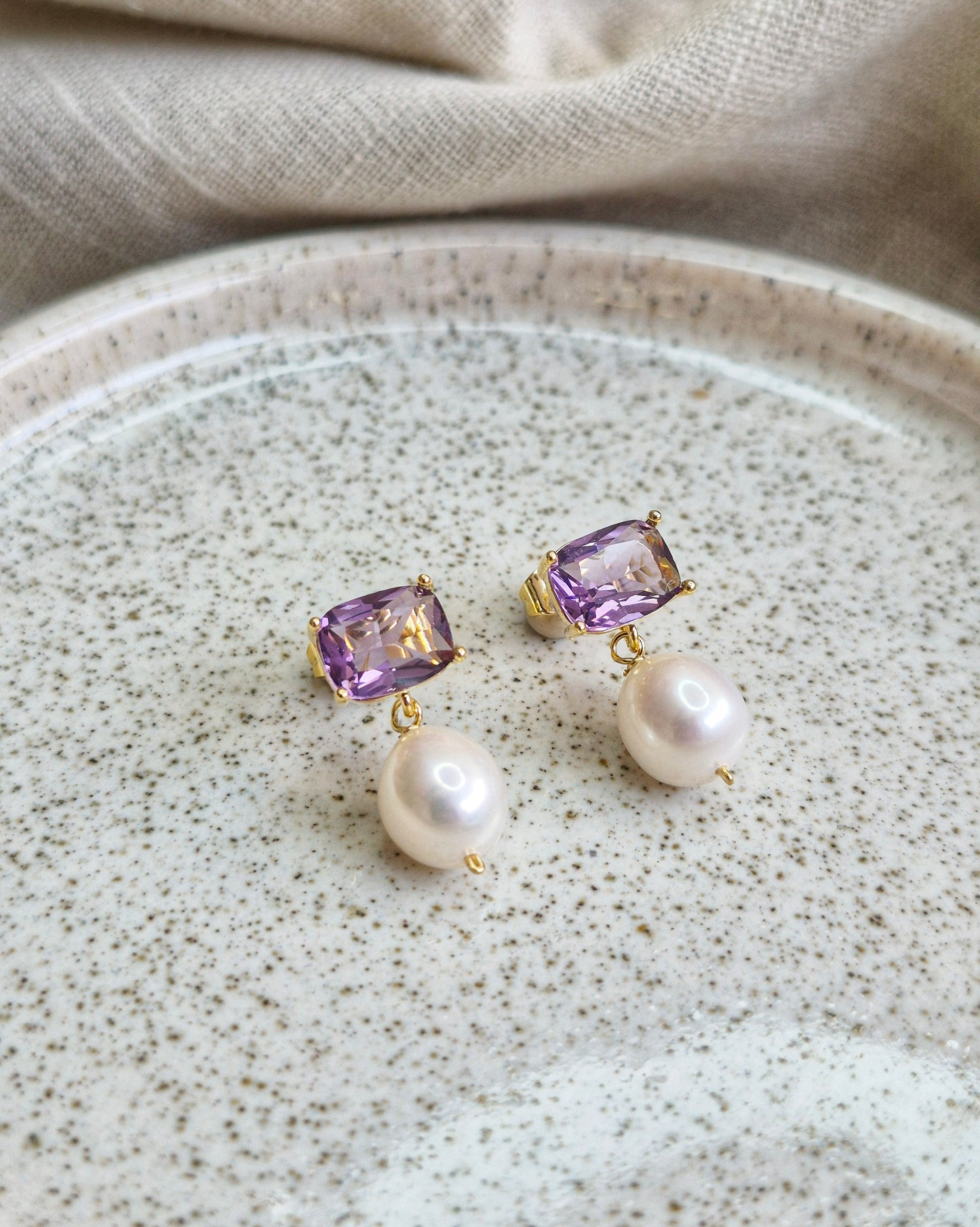 Aegean Purple Blue Pearl Earrings
