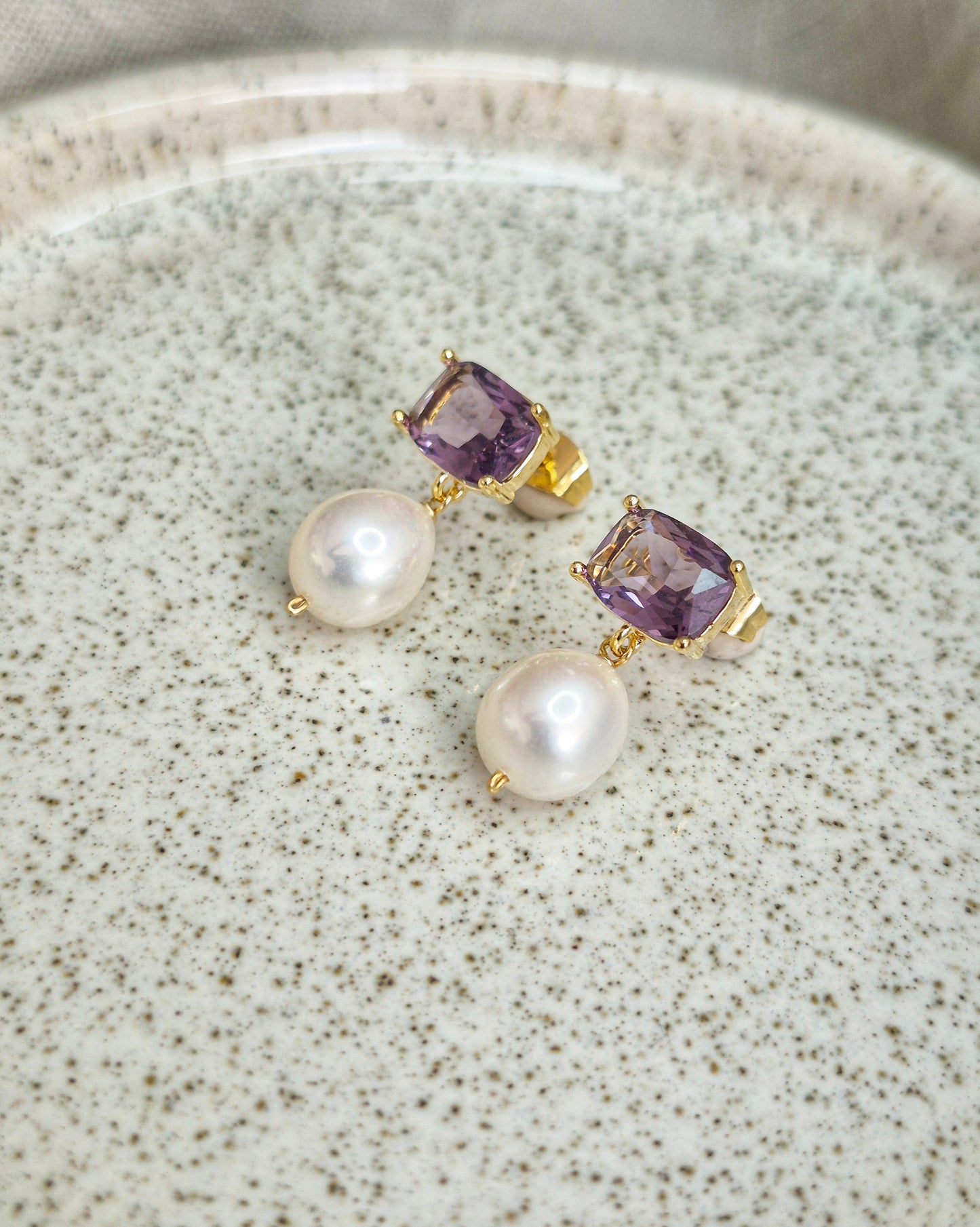 Aegean Purple Blue Pearl Earrings