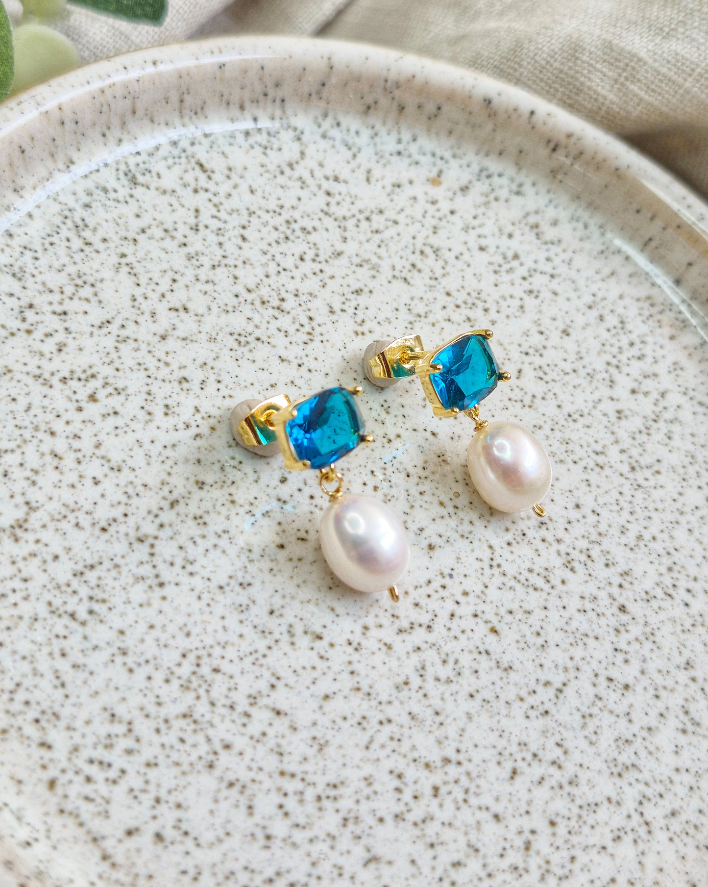 Aegean Deep Blue Pearl Earrings