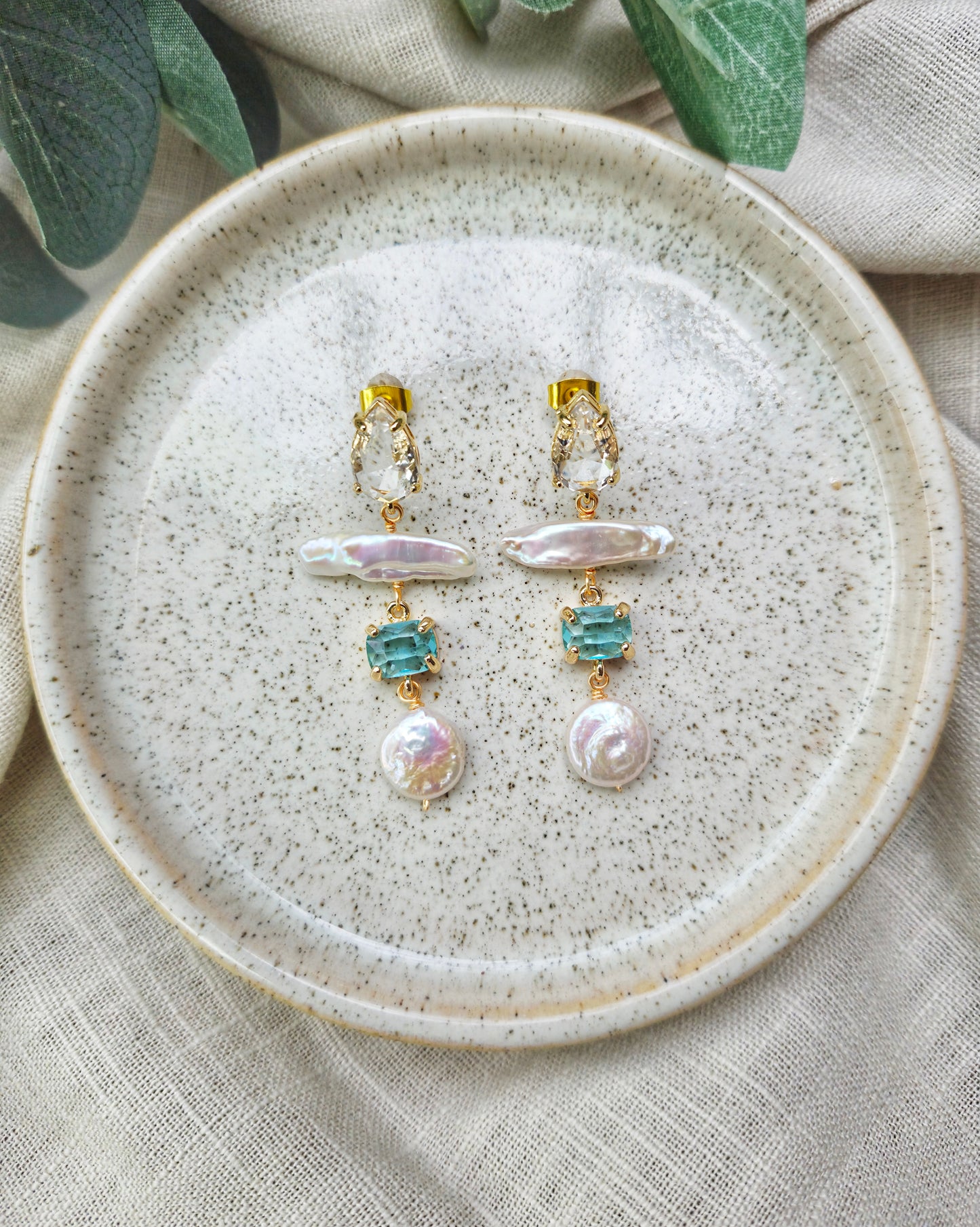 Calypso Aqua Pearl Earrings