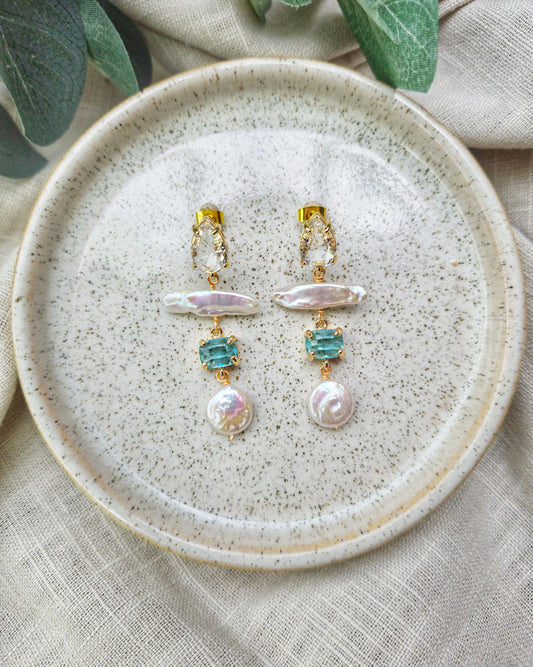 Calypso Aqua Pearl Earrings