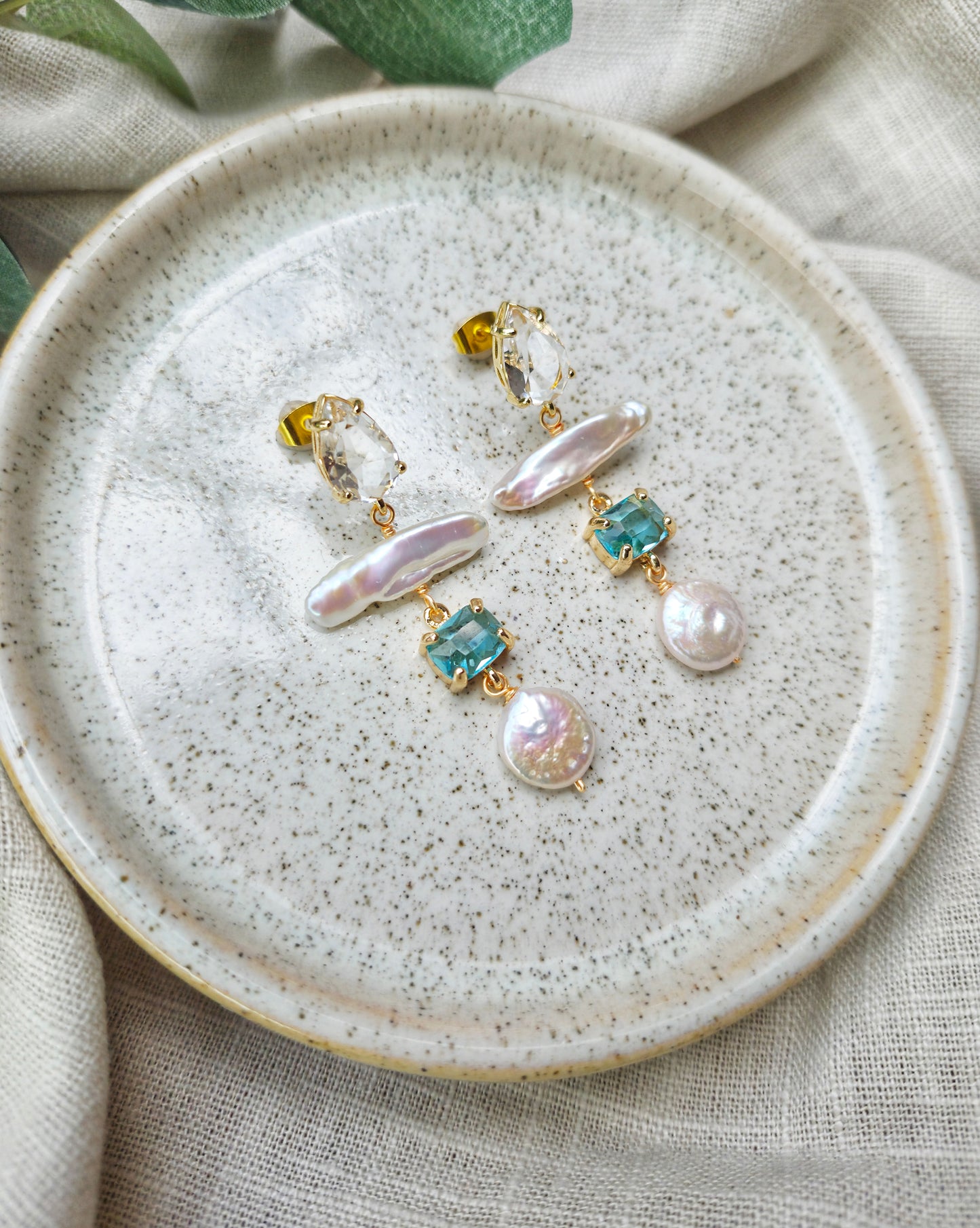 Calypso Aqua Pearl Earrings