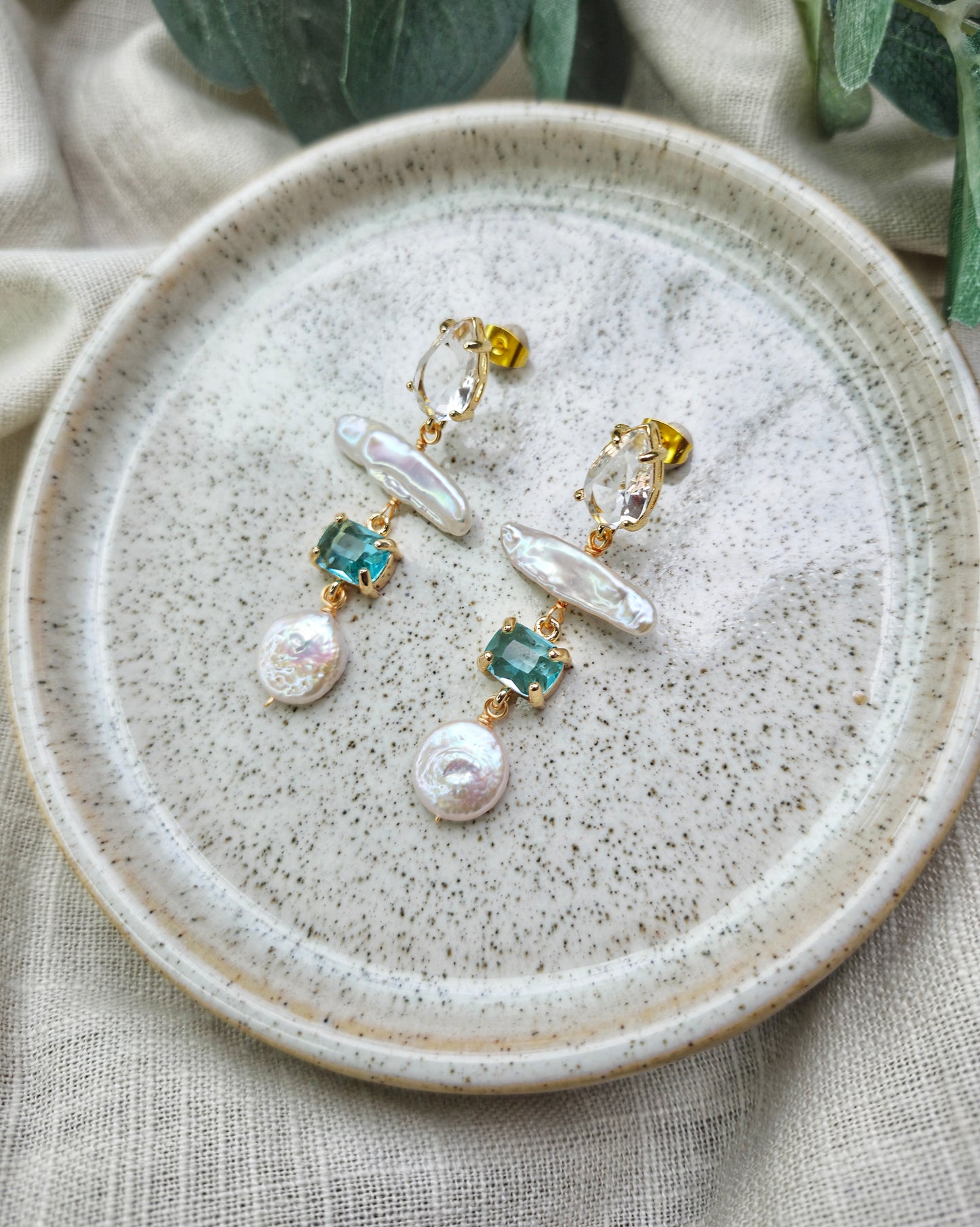 Calypso Aqua Pearl Earrings