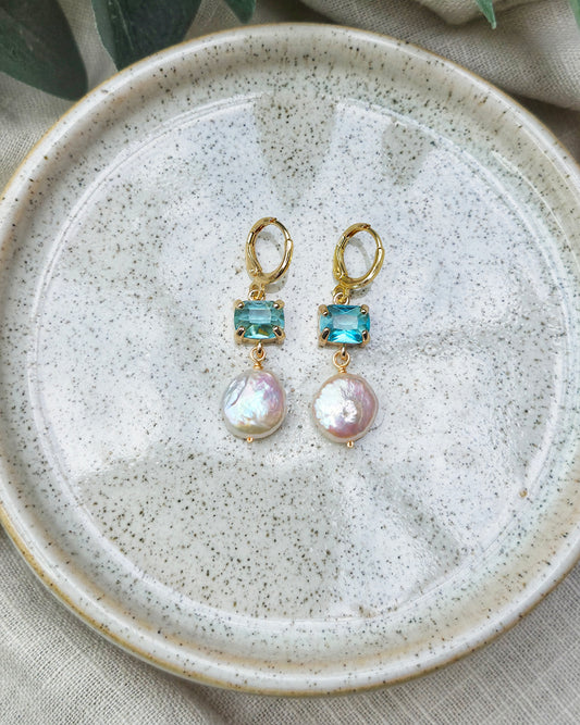 Calypso Coin Pearl Earrings