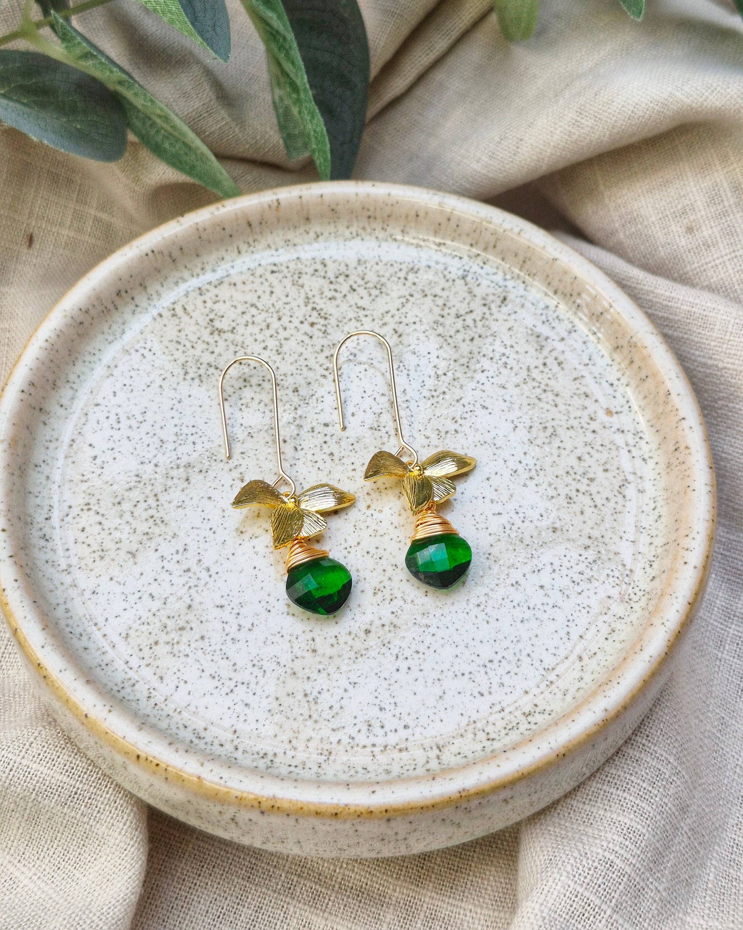 Flora Emerald Quartz Drop Earrings