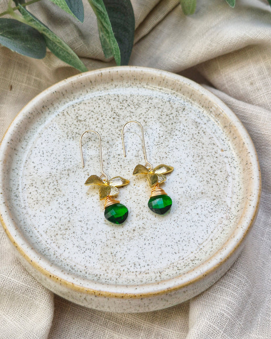 Flora Emerald Quartz Drop Earrings