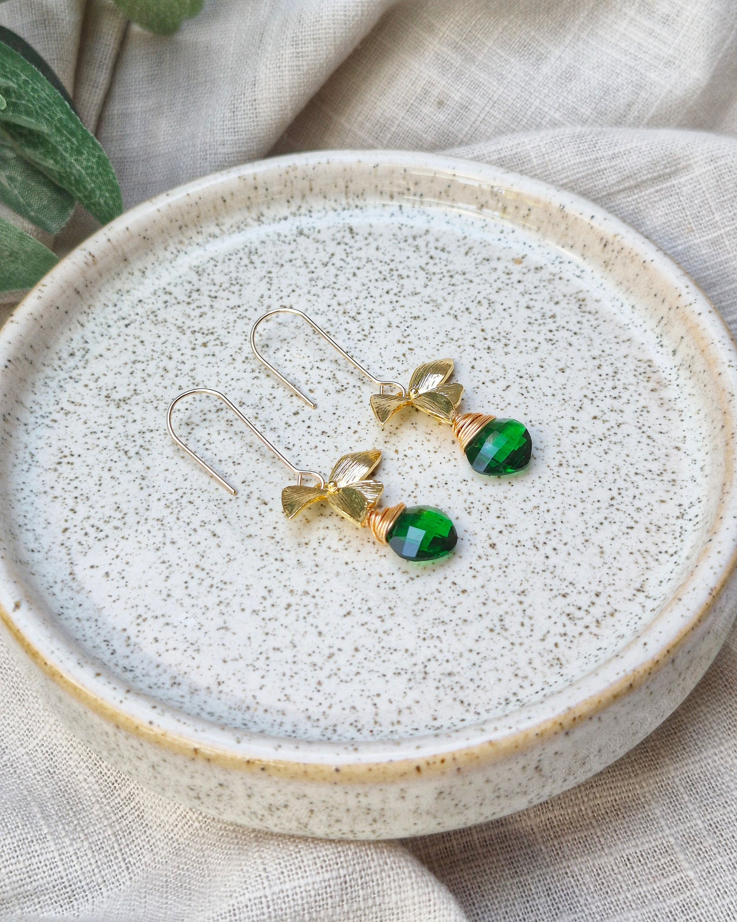 Flora Emerald Quartz Drop Earrings