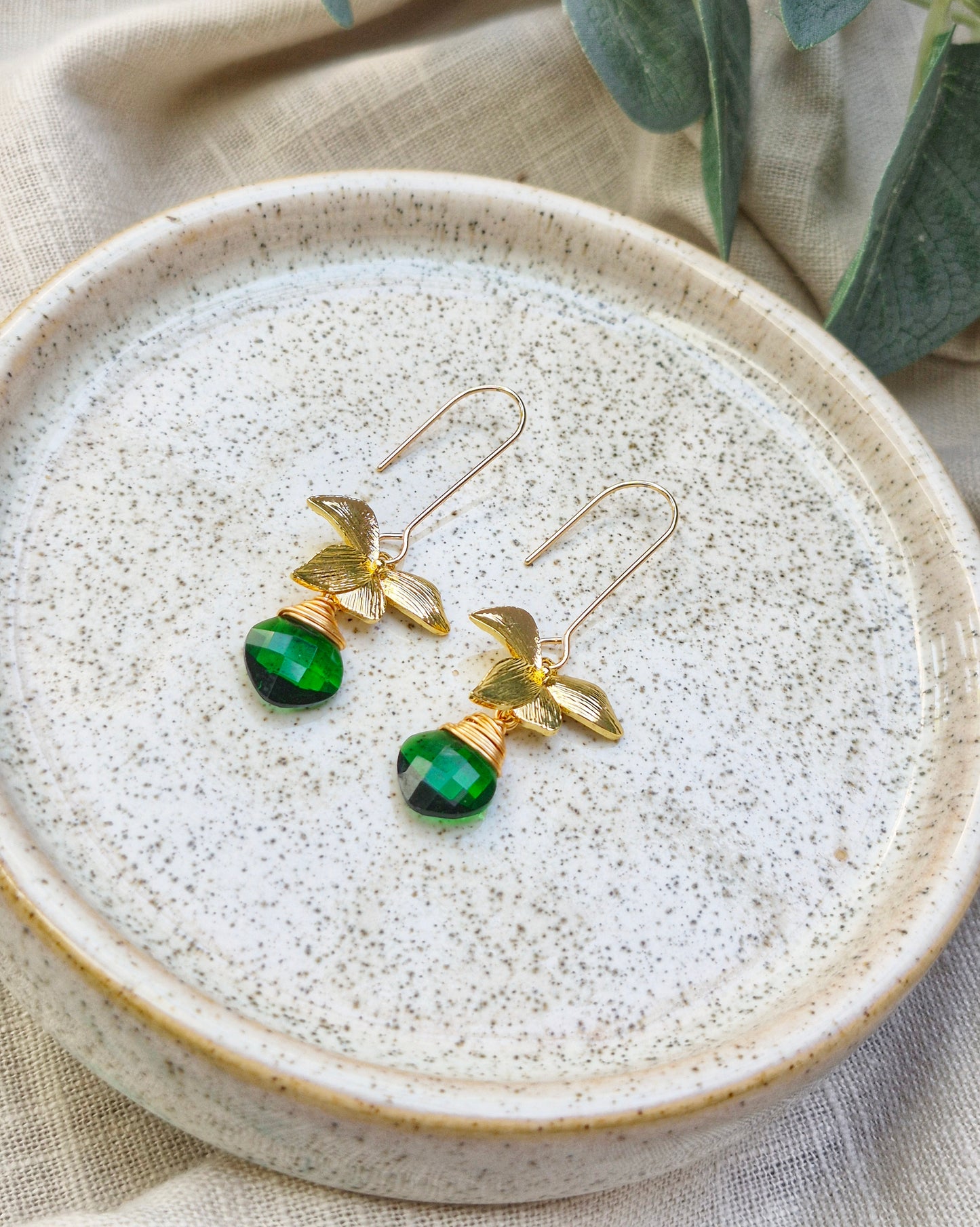 Flora Emerald Quartz Drop Earrings