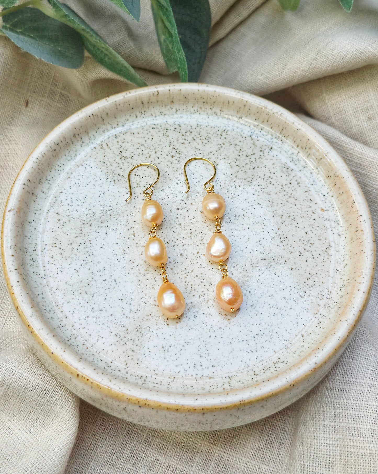 Melia Peach Pearl Earrings