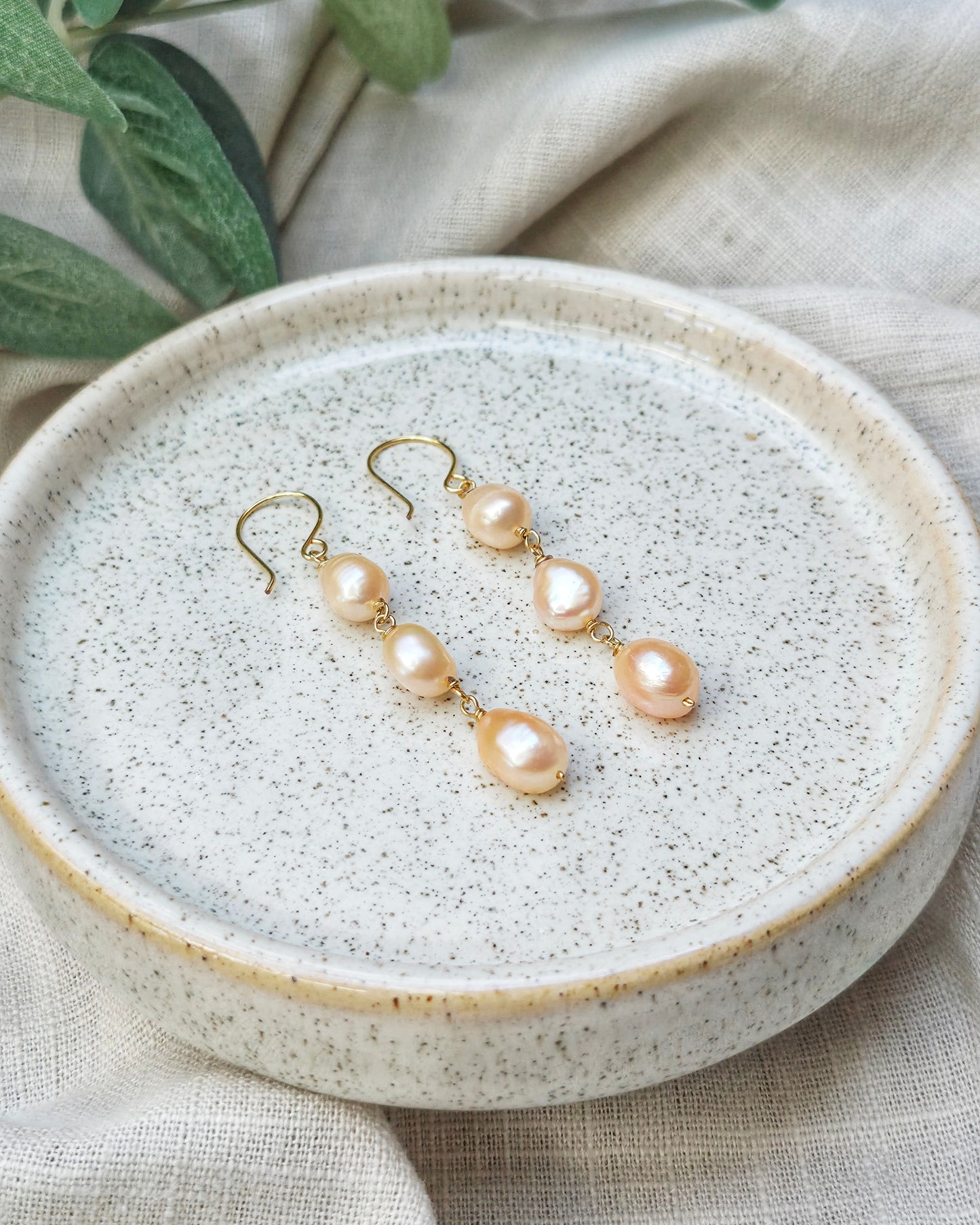Melia Peach Pearl Earrings
