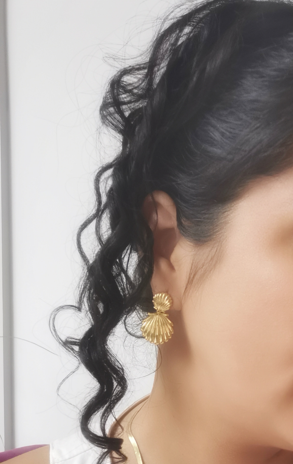CORALIA - Gold Plated Statement Stud Earrings. - Vinta Shop