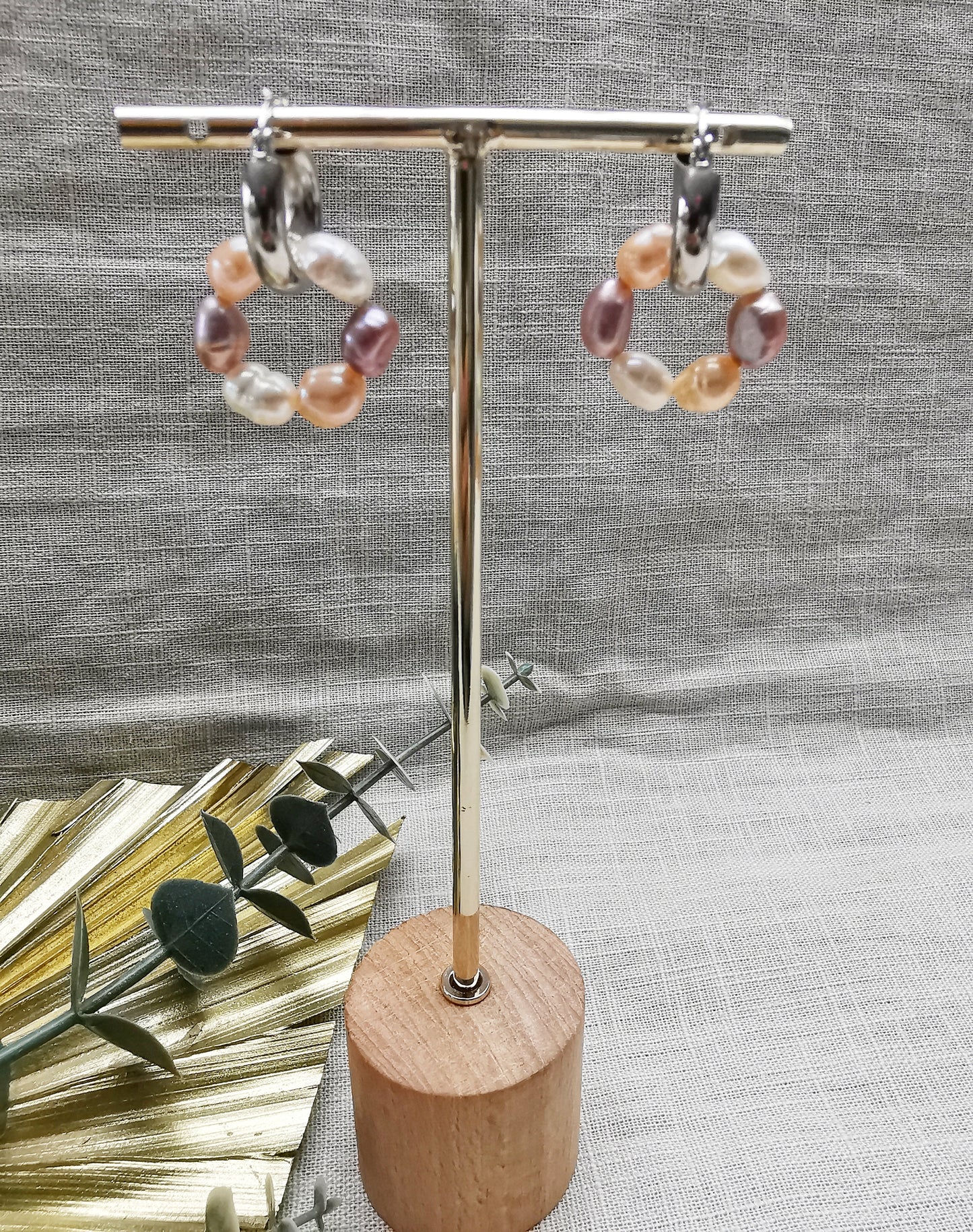 Freshwater Pearl Detachable Chunky hoop Earrings.