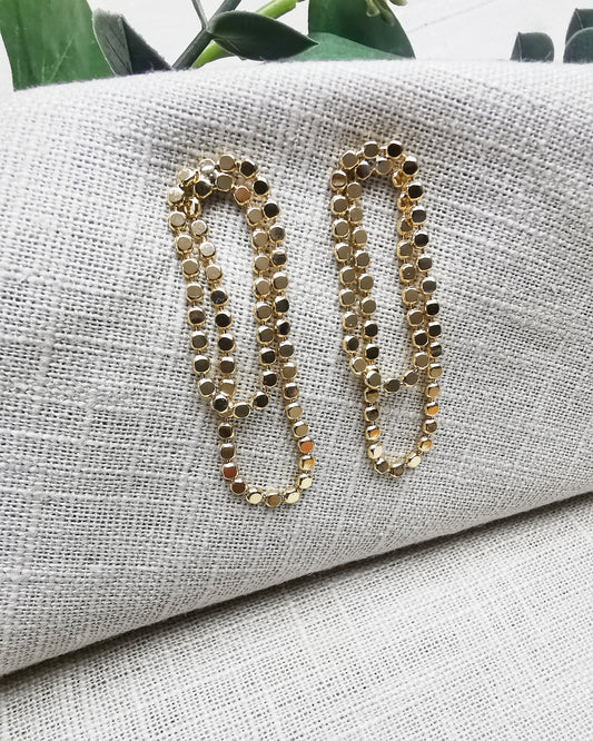 18k Gold Plated Sequin Chain Stud Earrings.