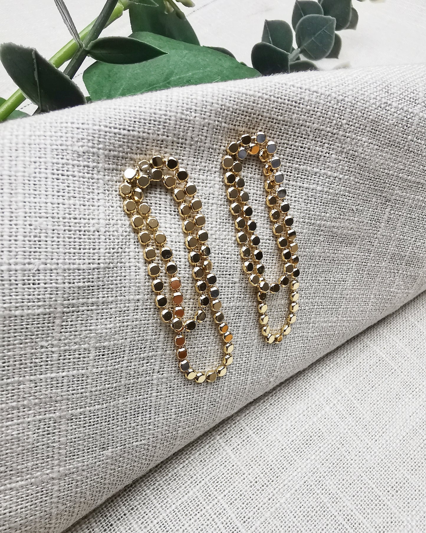 18k Gold Plated Sequin Chain Stud Earrings.