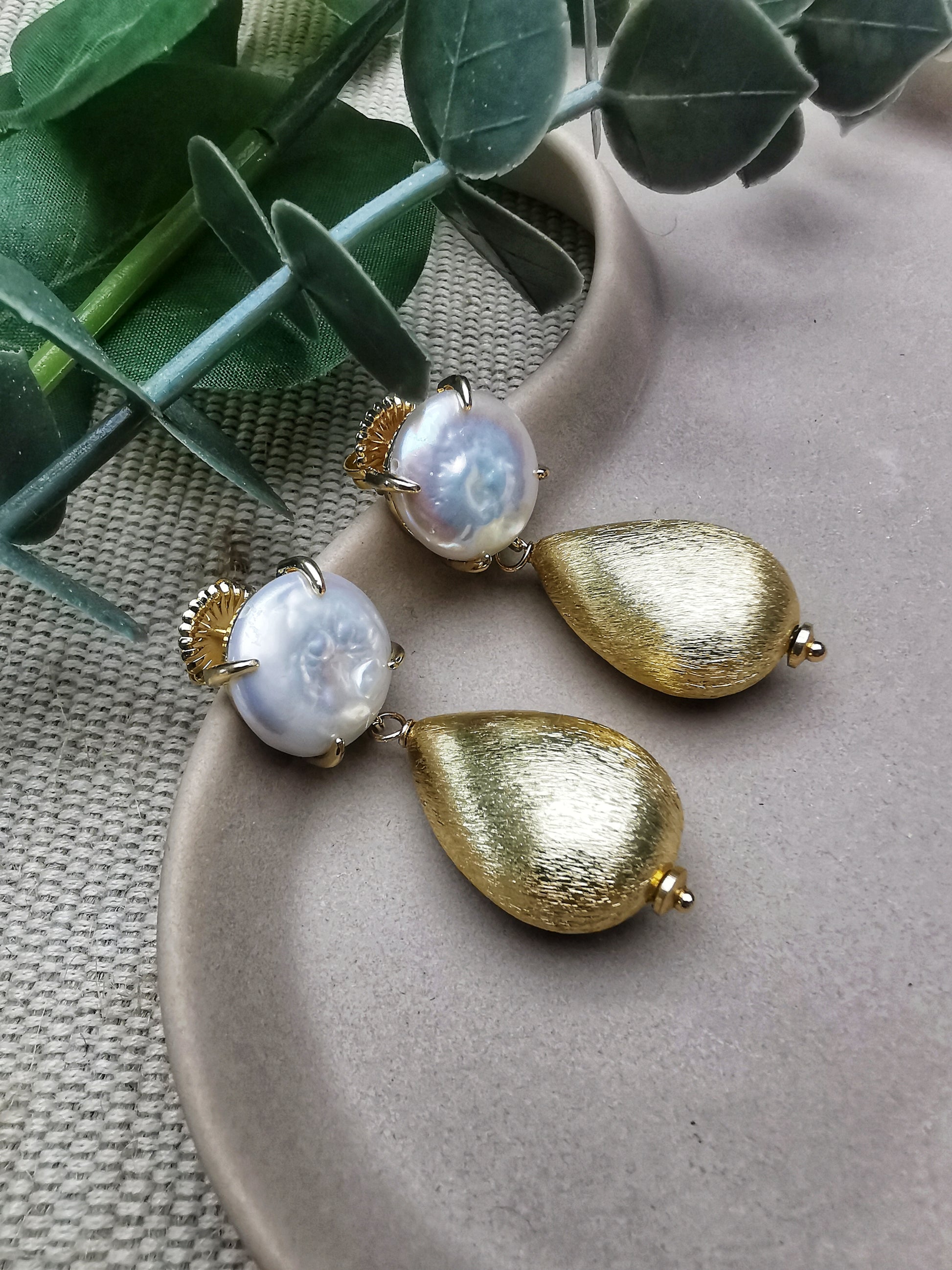 Genova - Baroque Freshwater Pearl Drop Earrings. - Vinta Shop