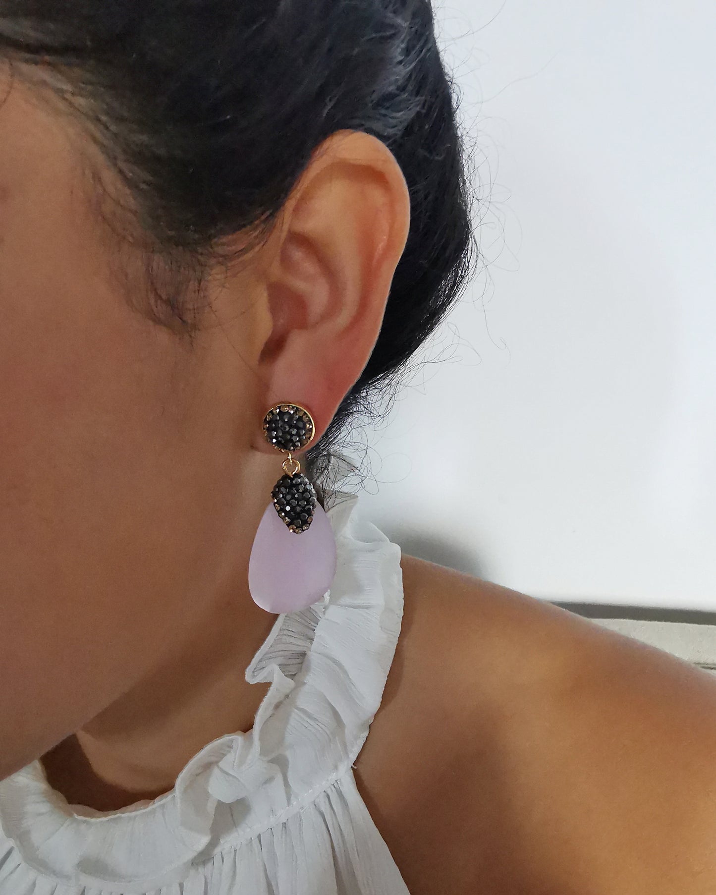 Rose Quartz Statement Drop earrings