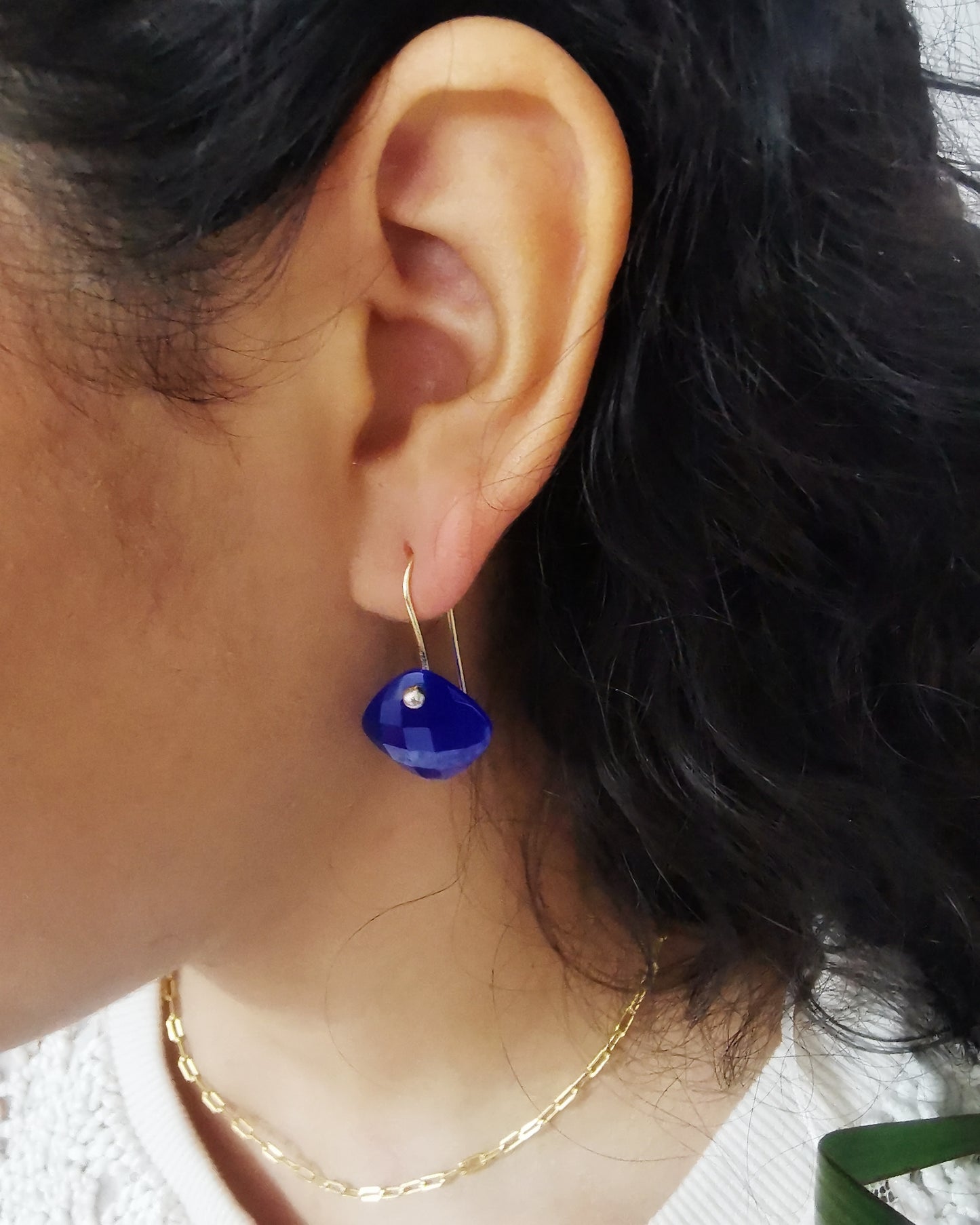 Amalia - Blue Cobalt Chalcedony Drop Earrings